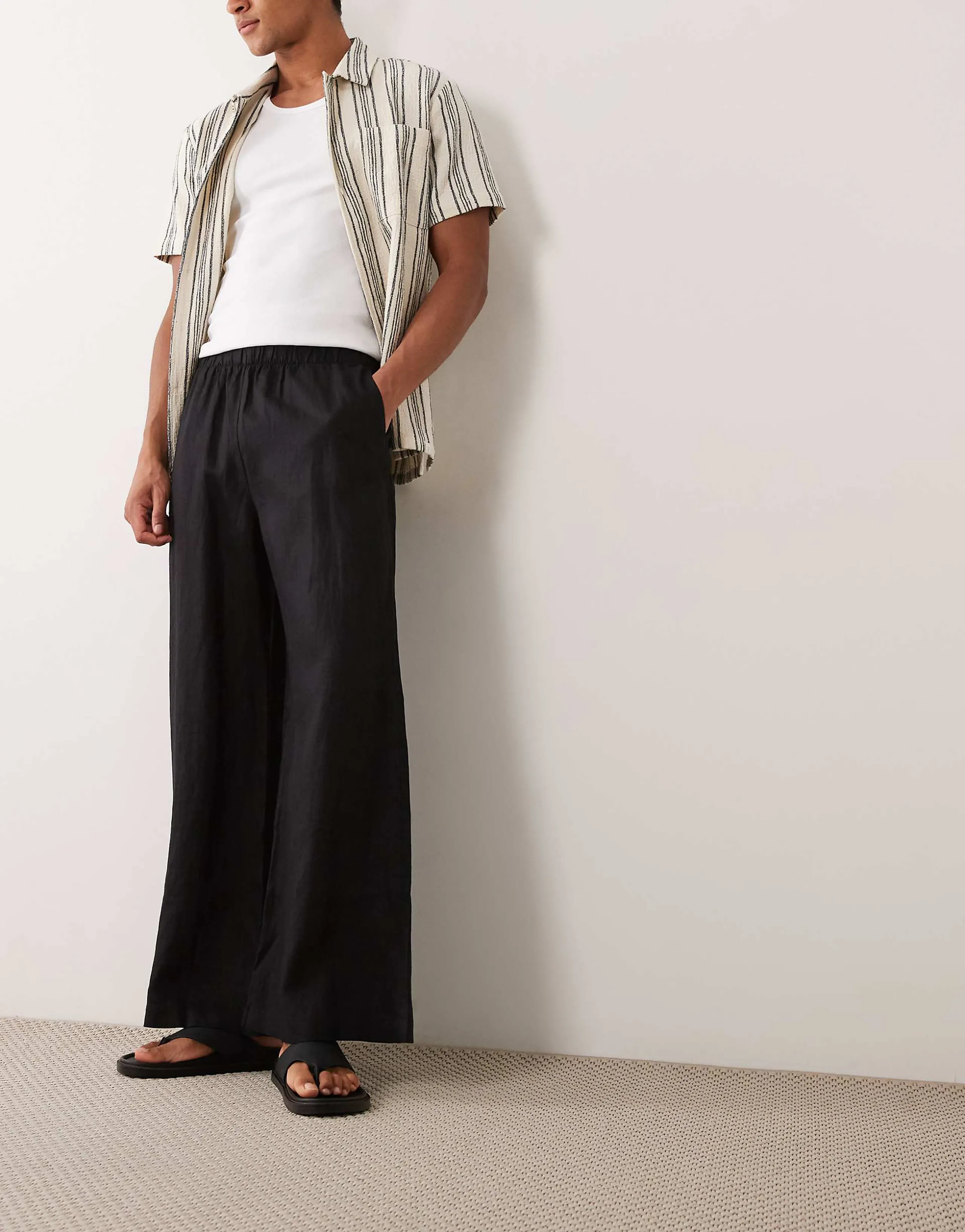 ARKET linen look pants in black