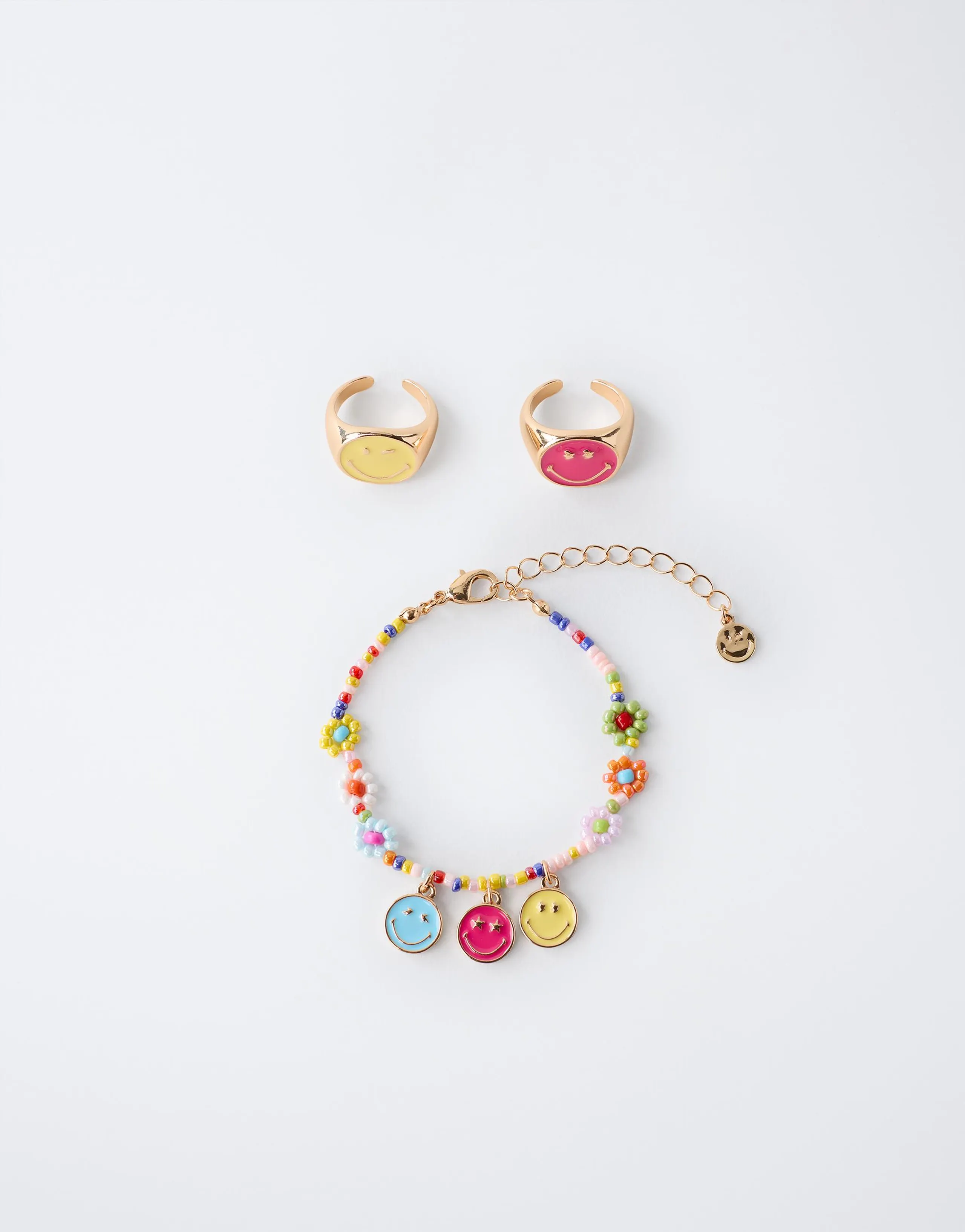 SMILEYWORLD ® PACK OF RINGS AND BEADED BRACELET