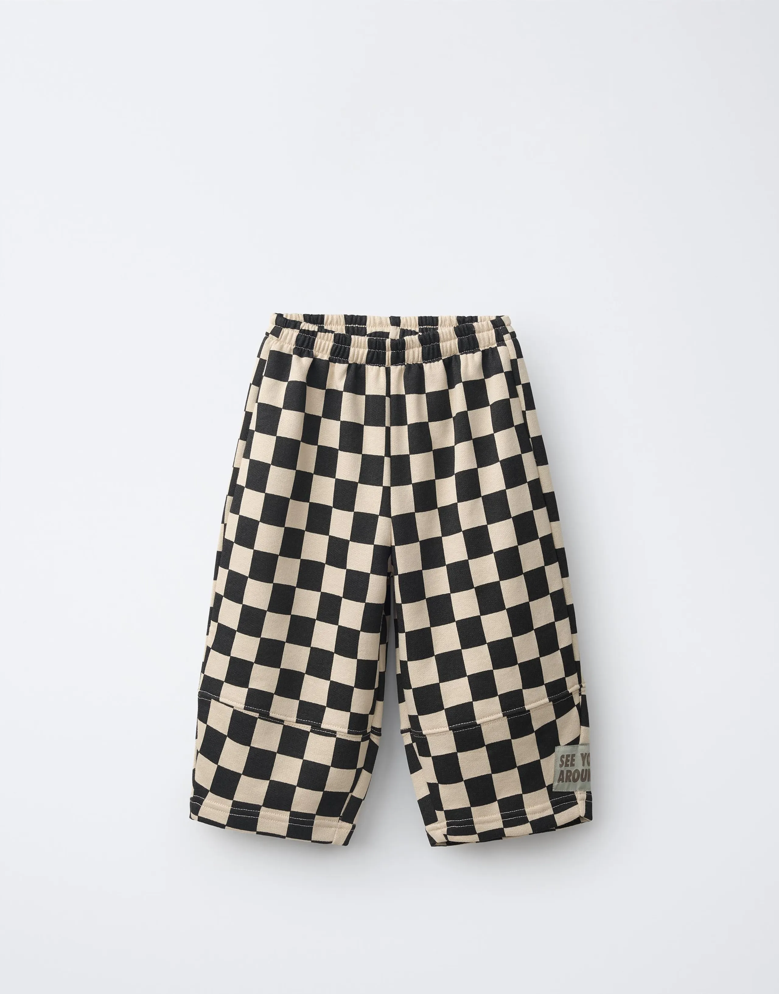 CHECKERBOARD BARREL TROUSERS