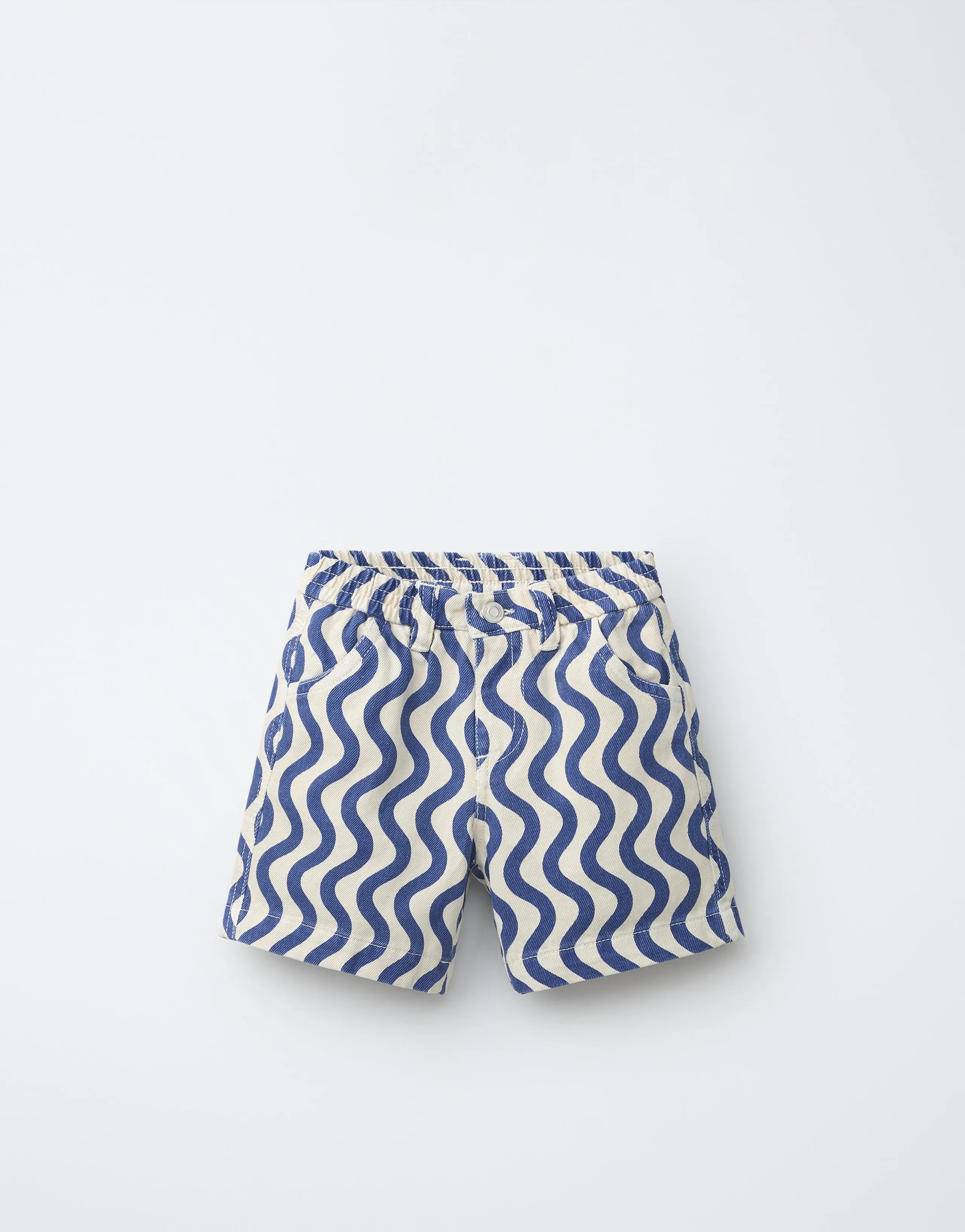 TWILL BERMUDA SHORTS WITH GEOMETRIC WAVES