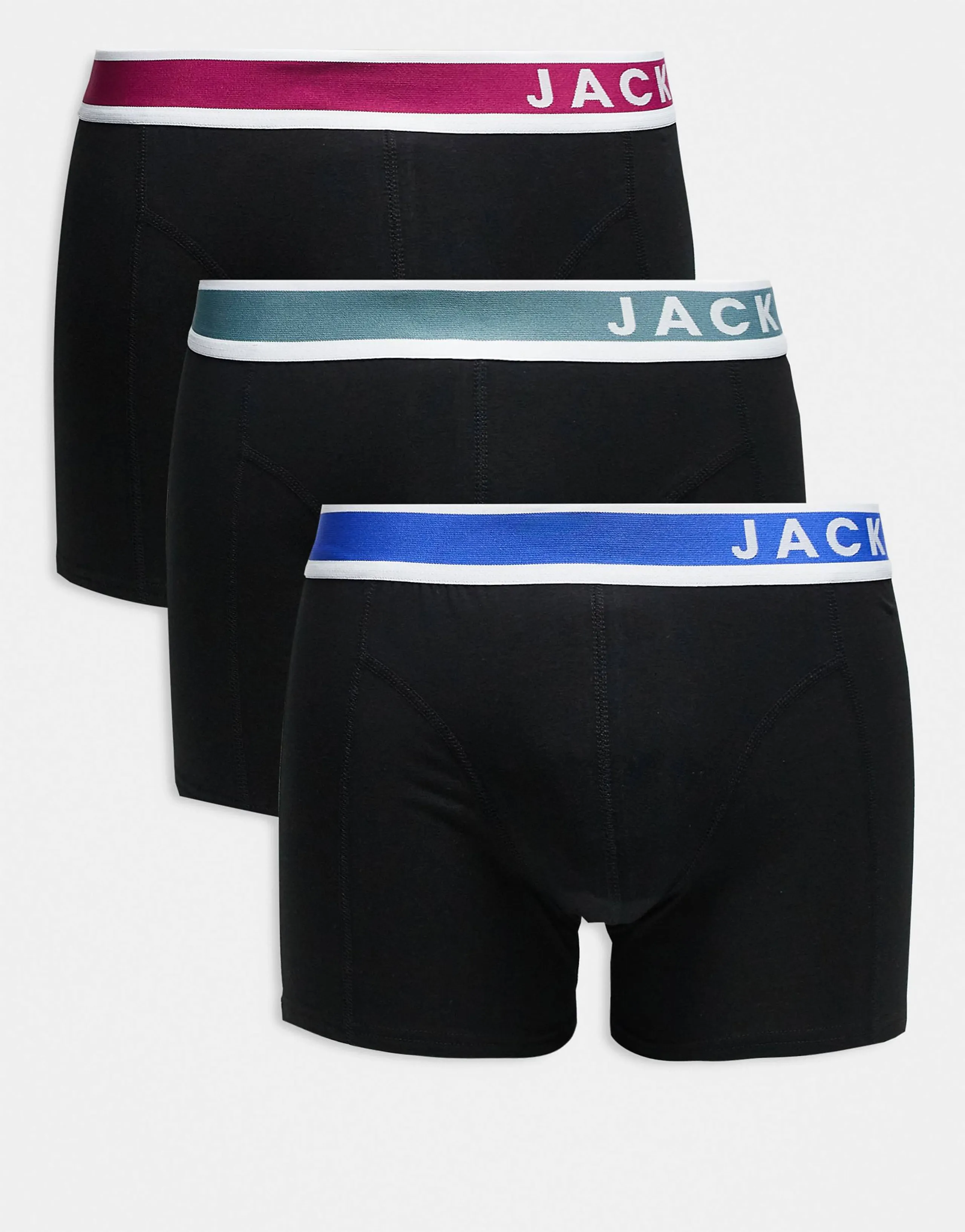 Jack & Jones 3-pack trunks with contrast logo in multi