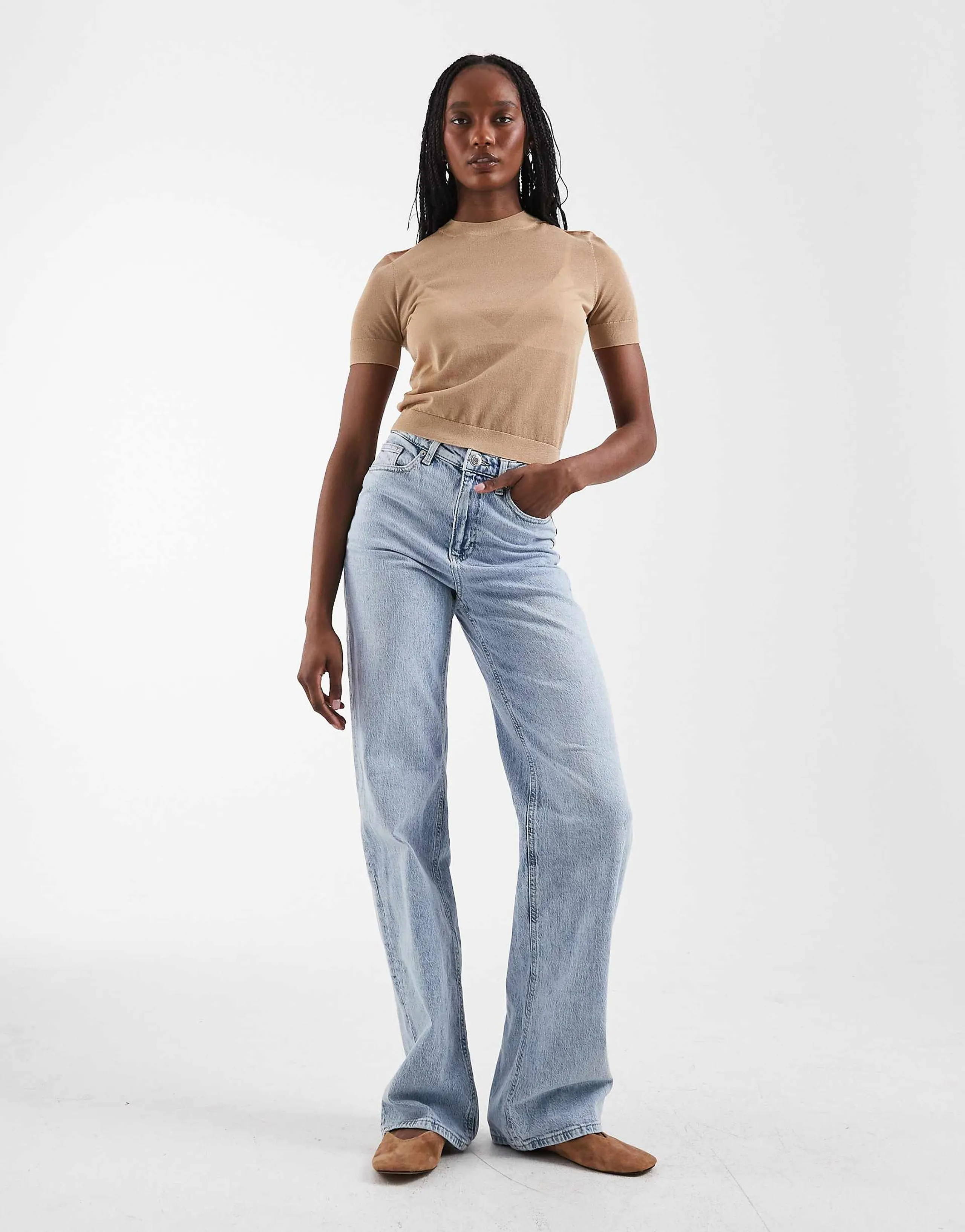 Vero Moda Tall Tessa wide leg jeans in light blue wash