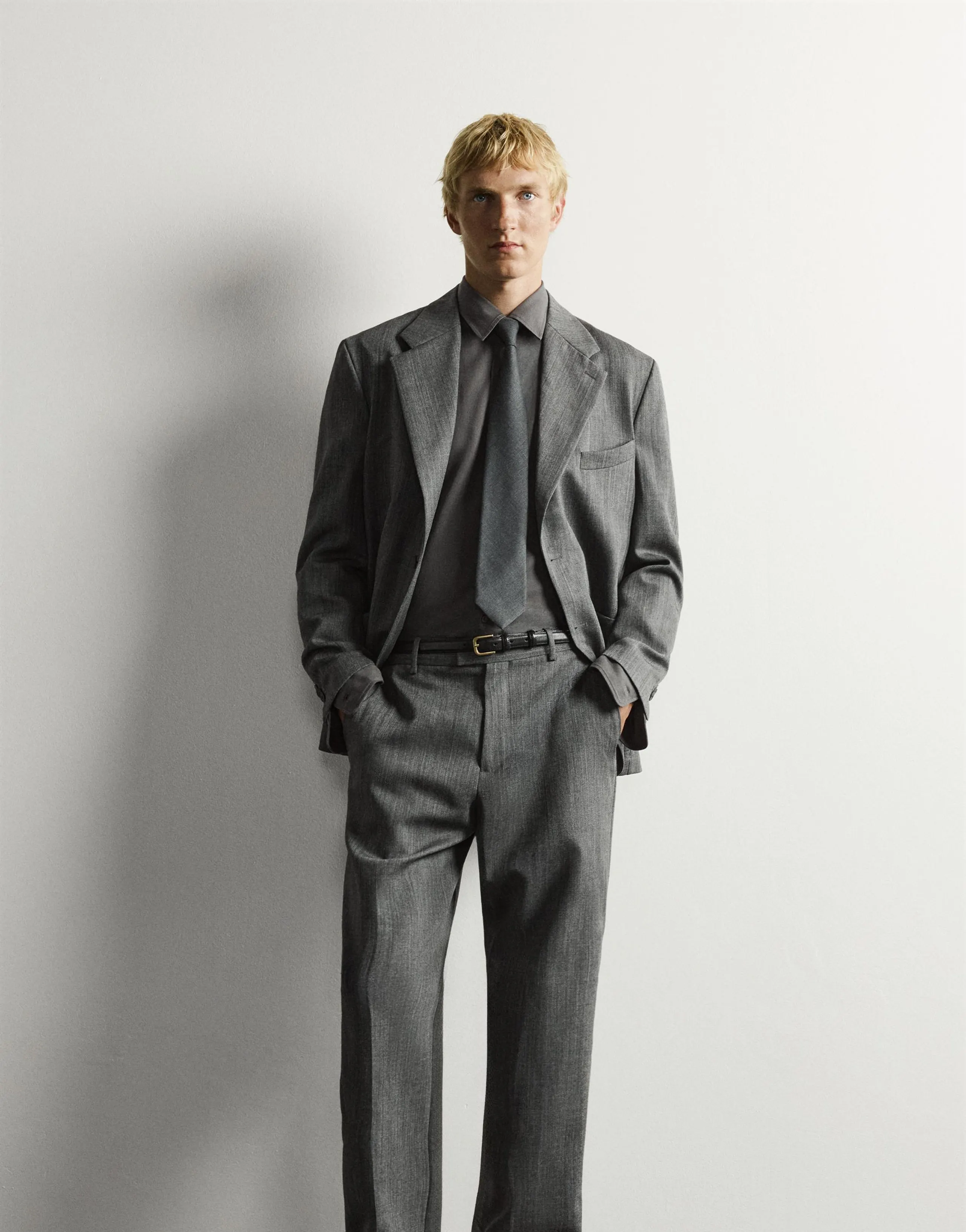 100% WOOL RELAXED FIT SUIT TROUSERS