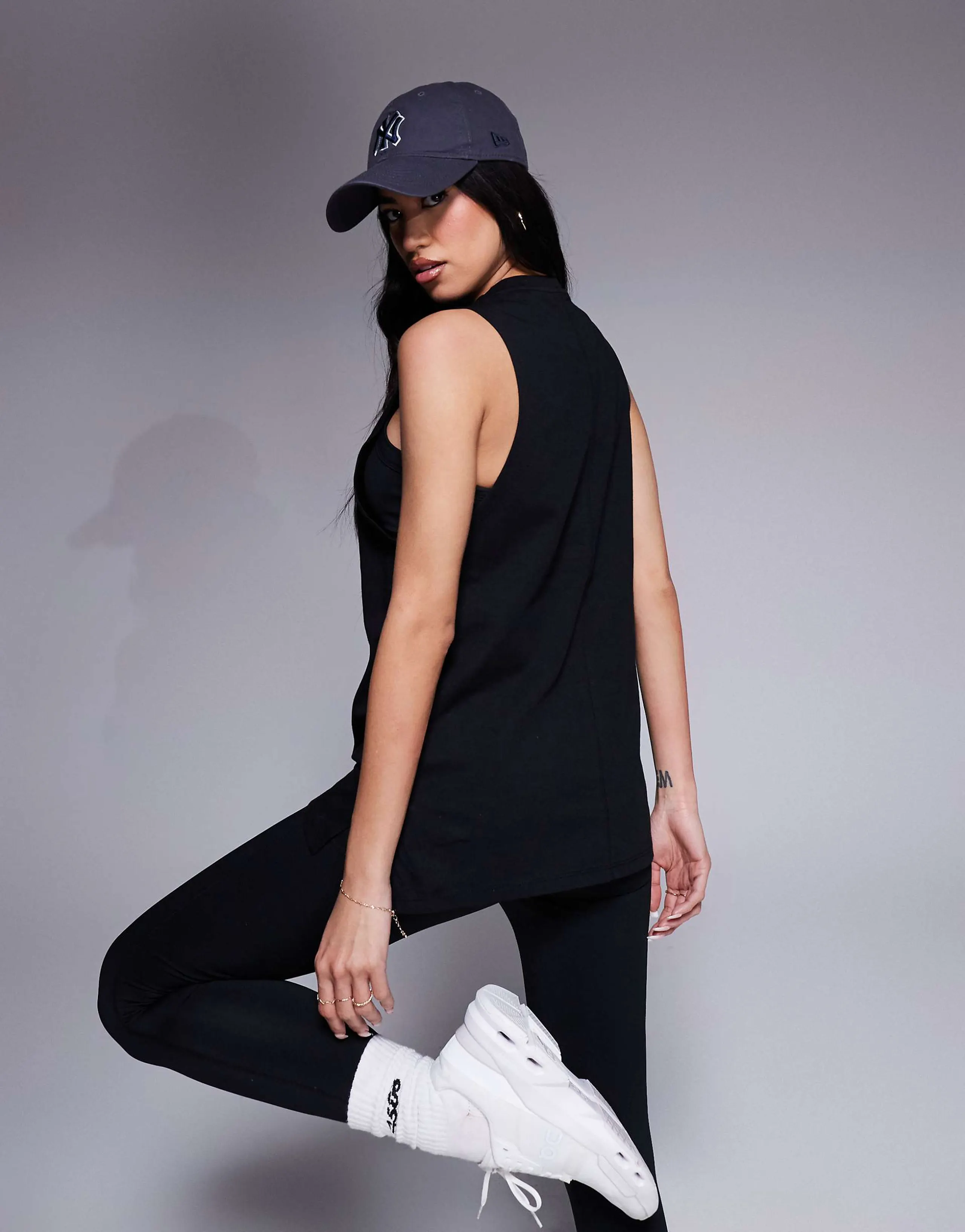 4505 Icon cotton drop armhole tank top with quick dry finish in black