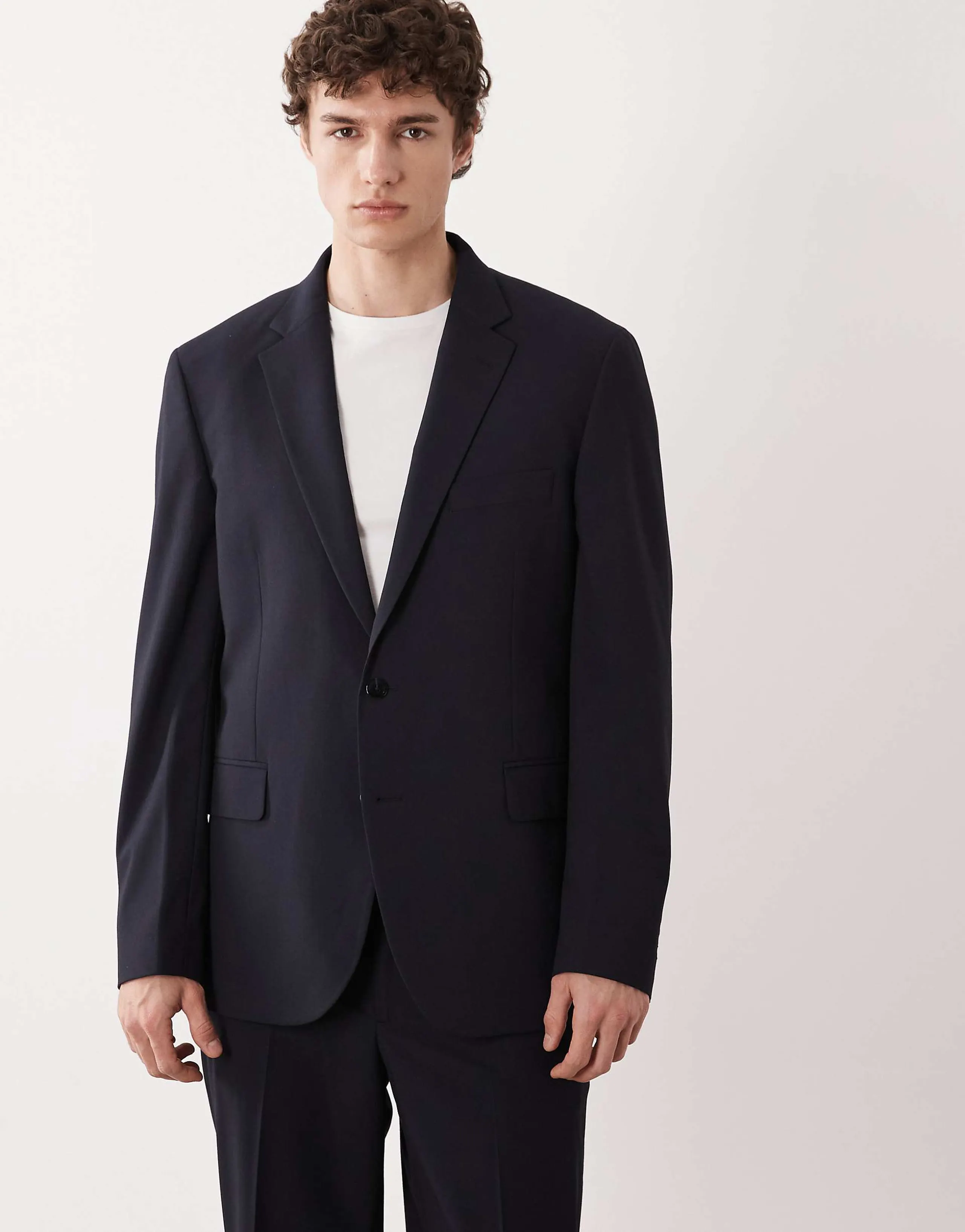 Mango London regular fit suit blazer in navy - part of a set