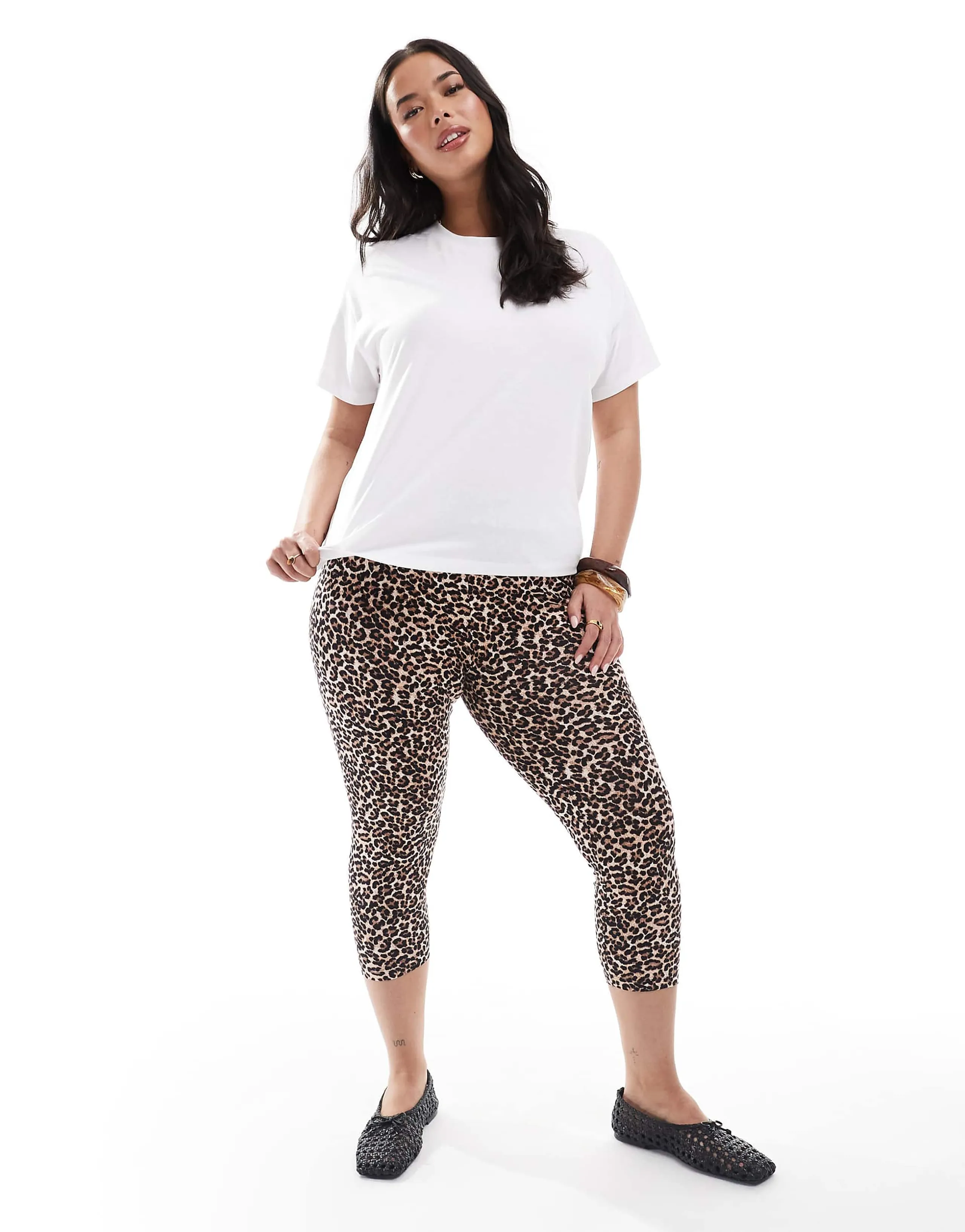 ONLY Curve short leggings in animal print