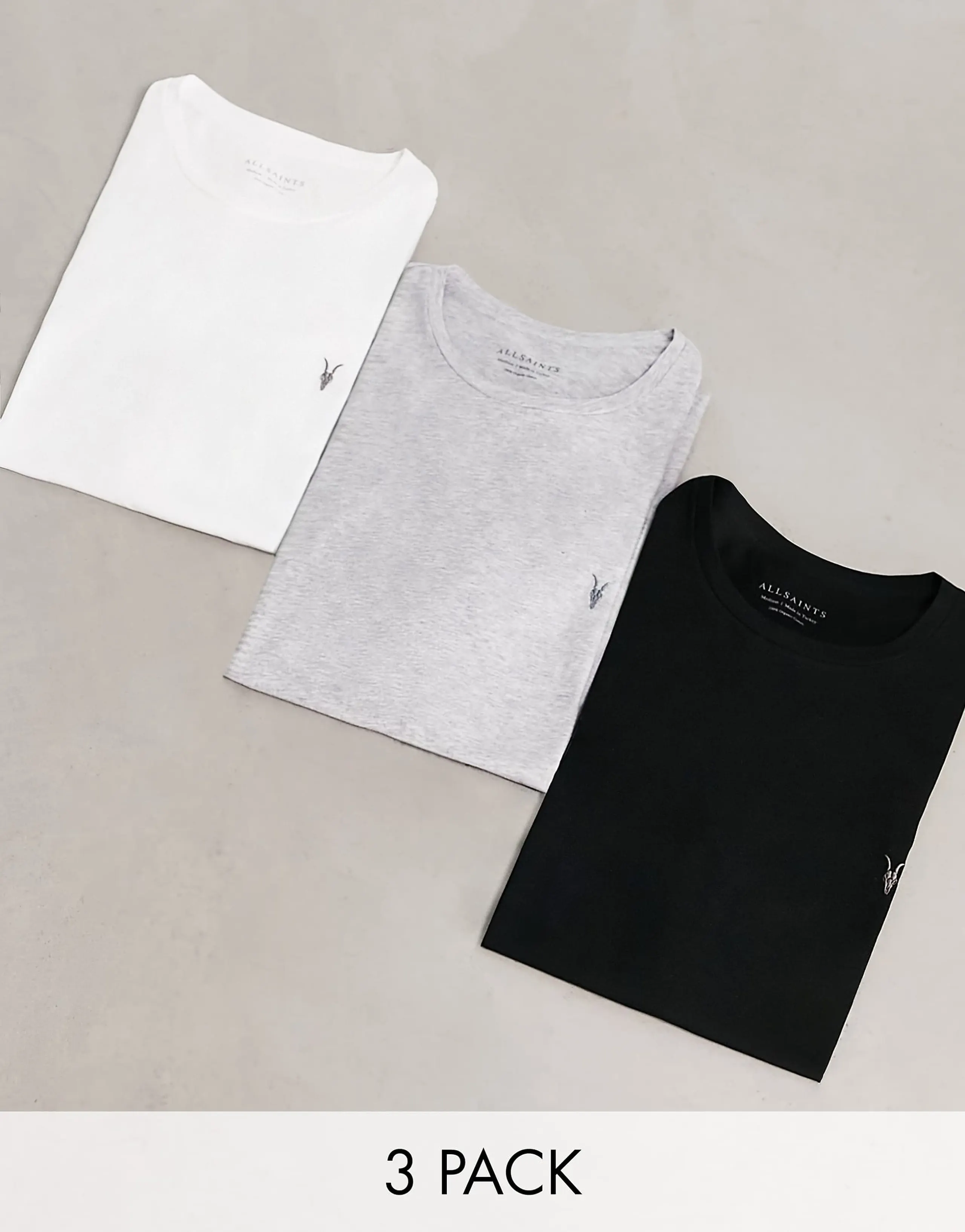 AllSaints Tonic 3 pack crew neck T-shirt in multi