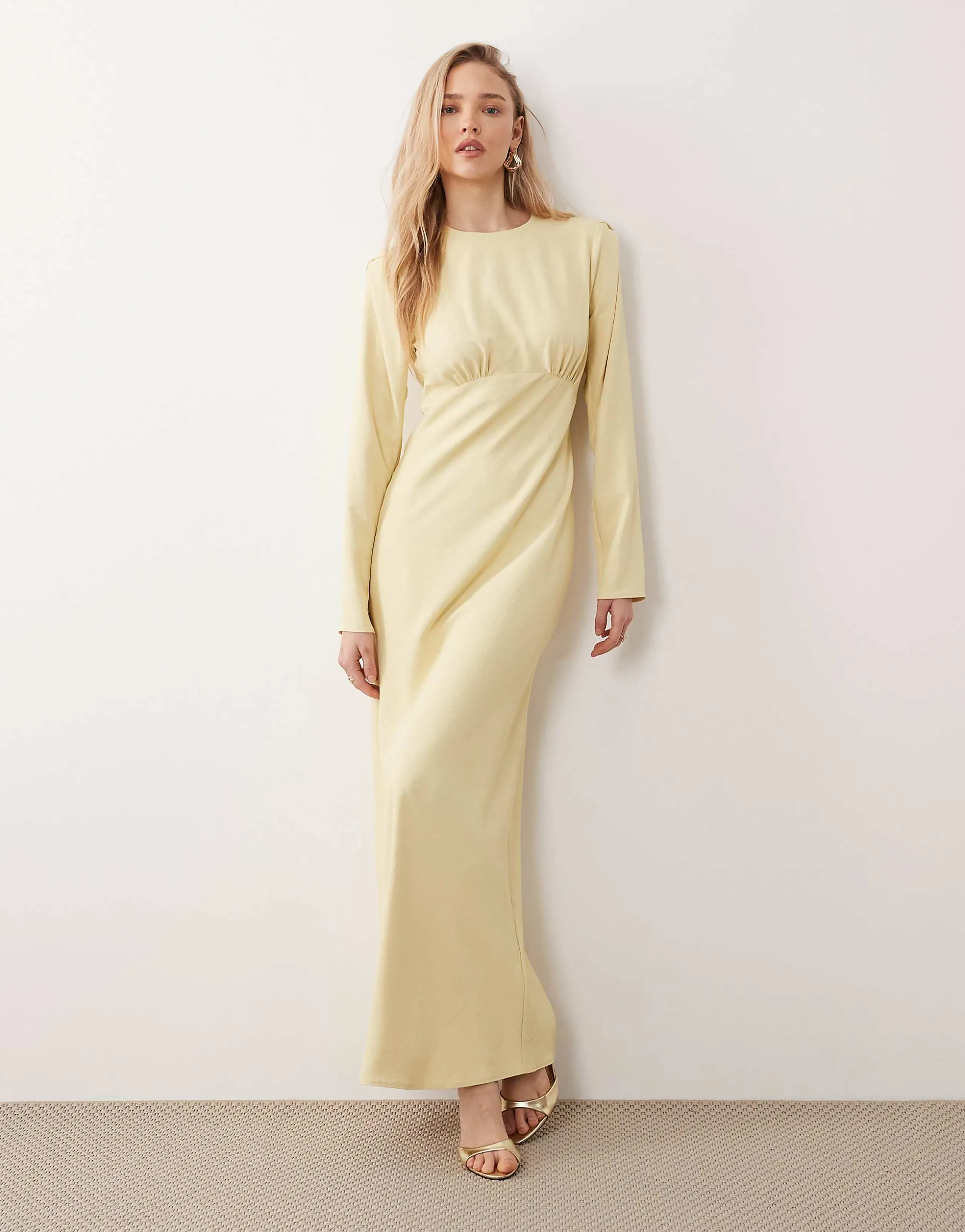 ASOS DESIGN bias cut bust detailing maxi dress in buttermilk