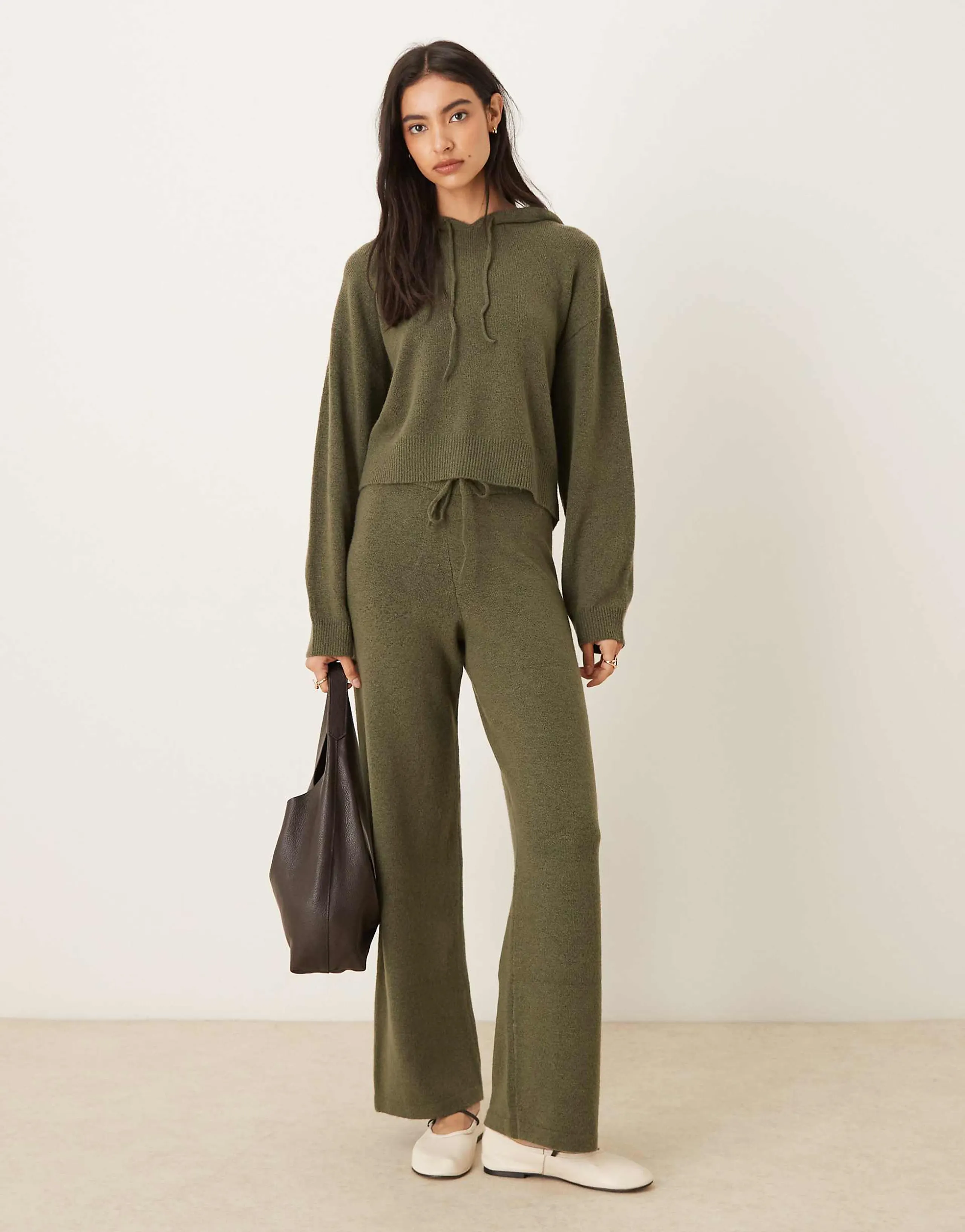 JDY knit pants in khaki - part of a set