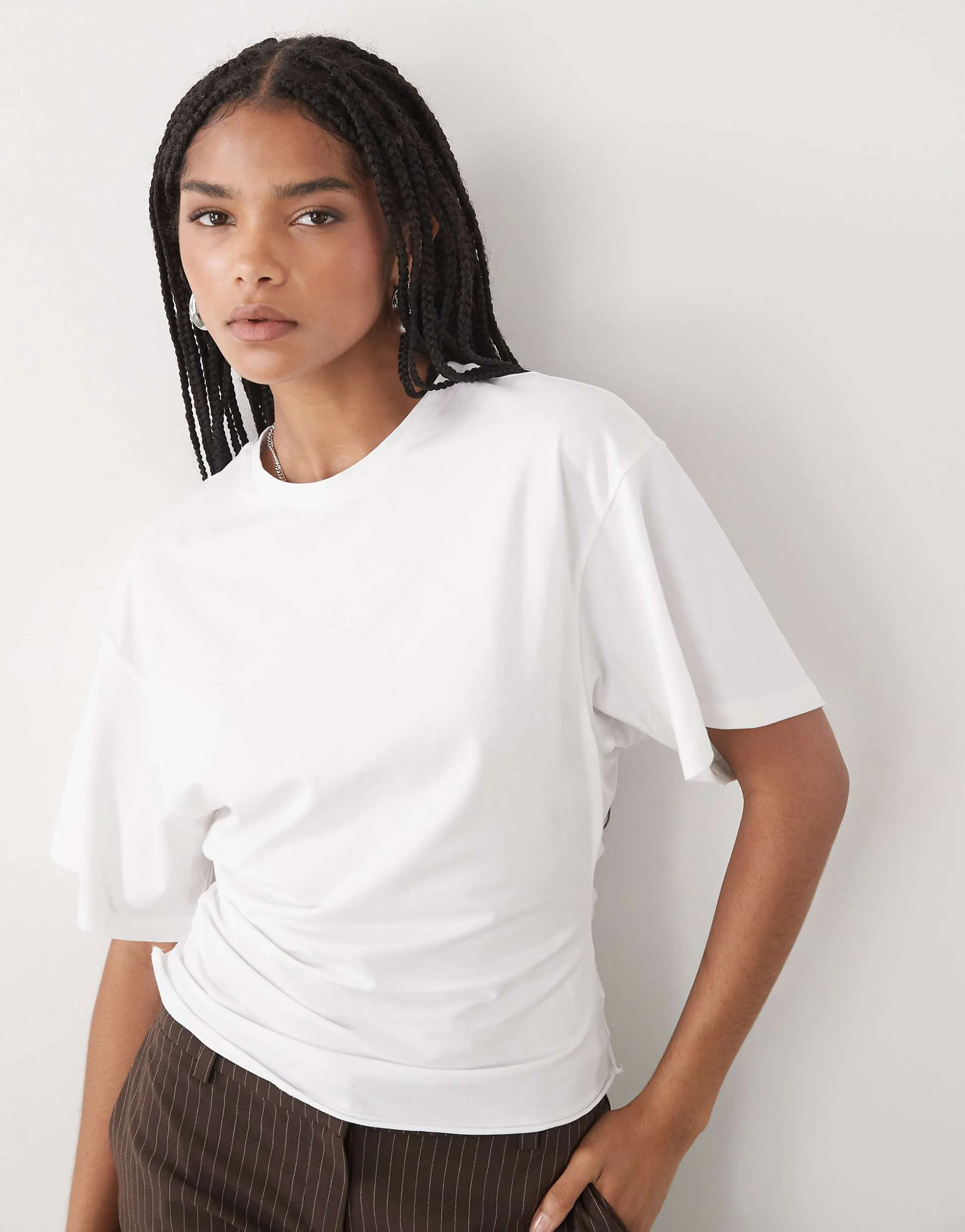 Weekday cinched waist T-shirt in white
