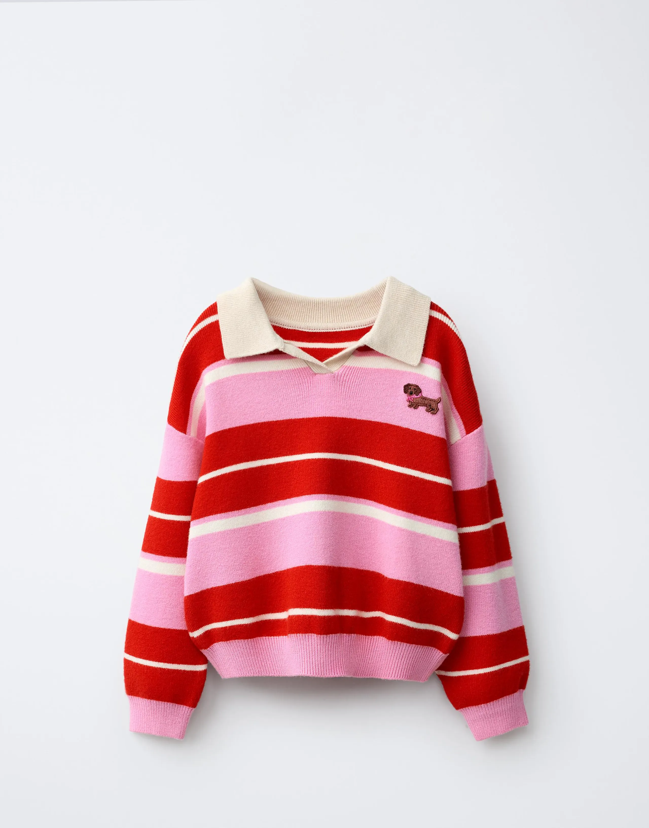 STRIPED DOG KNIT POLO SHIRT