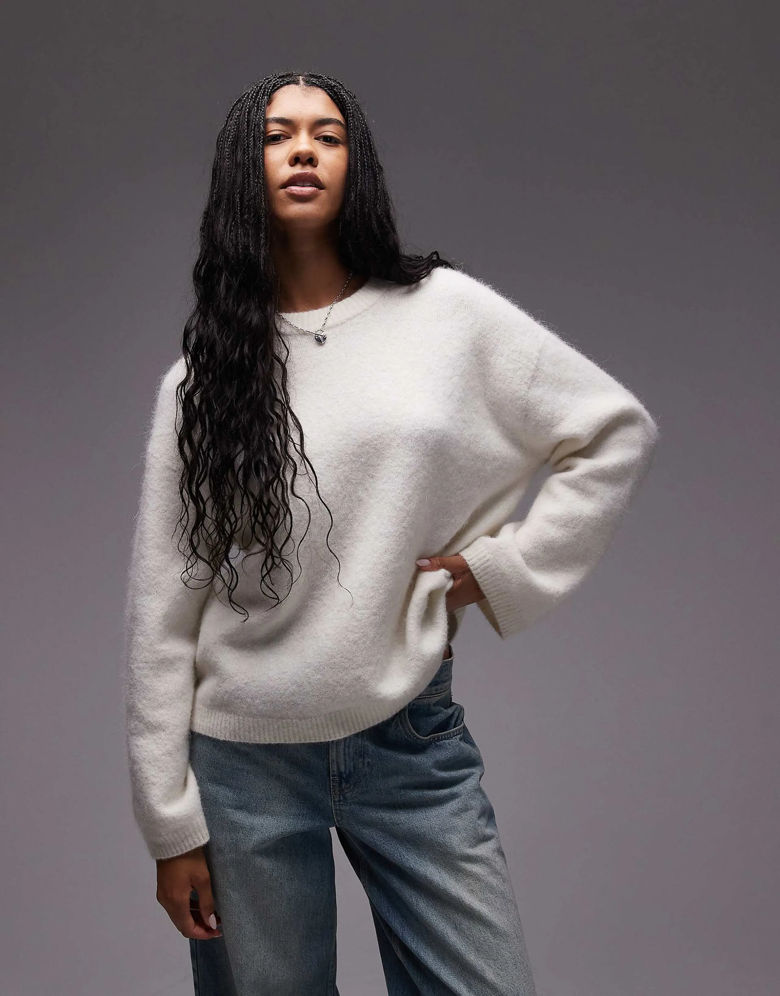 ARKET super soft alpaca wool blend relaxed sweater in off-white