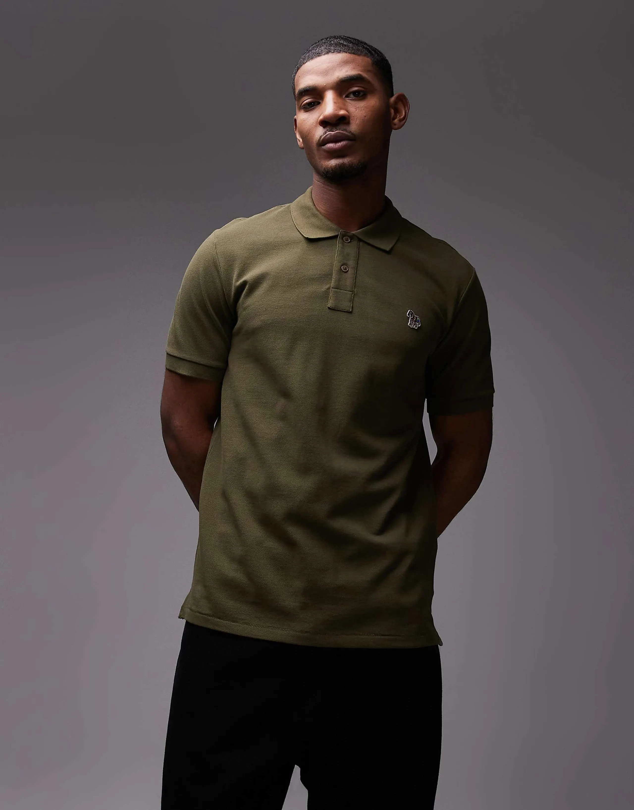 PS Paul Smith zebra logo polo T-shirt in brown