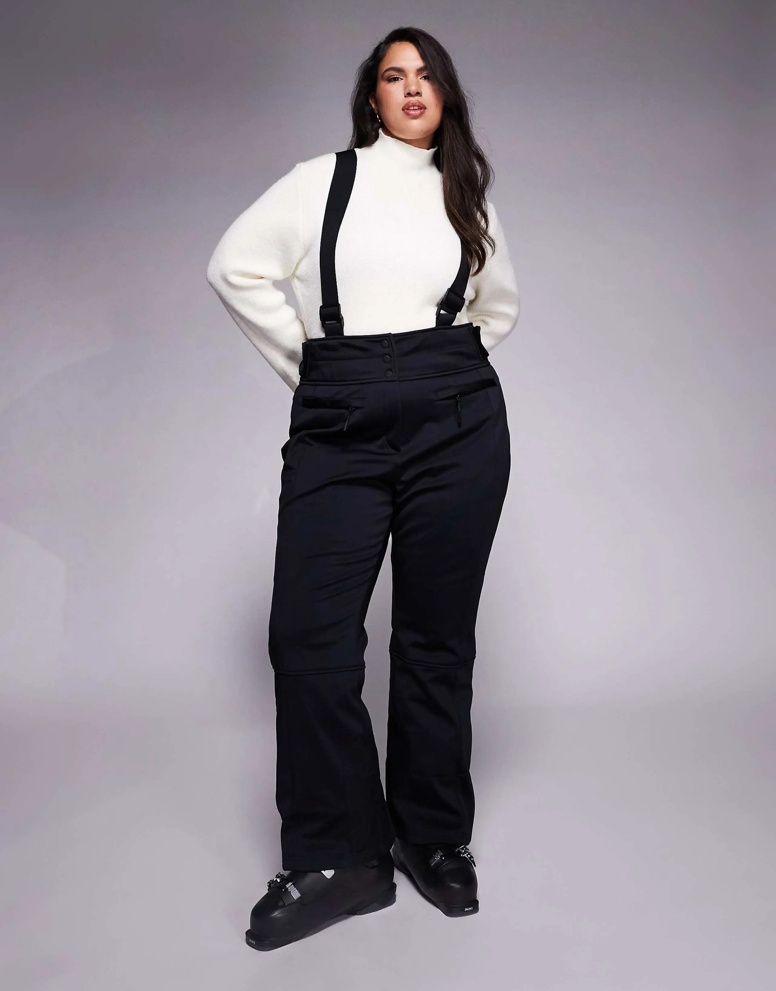 ASOS 4505 Curve soft shell water repellent kick flare ski pants in black