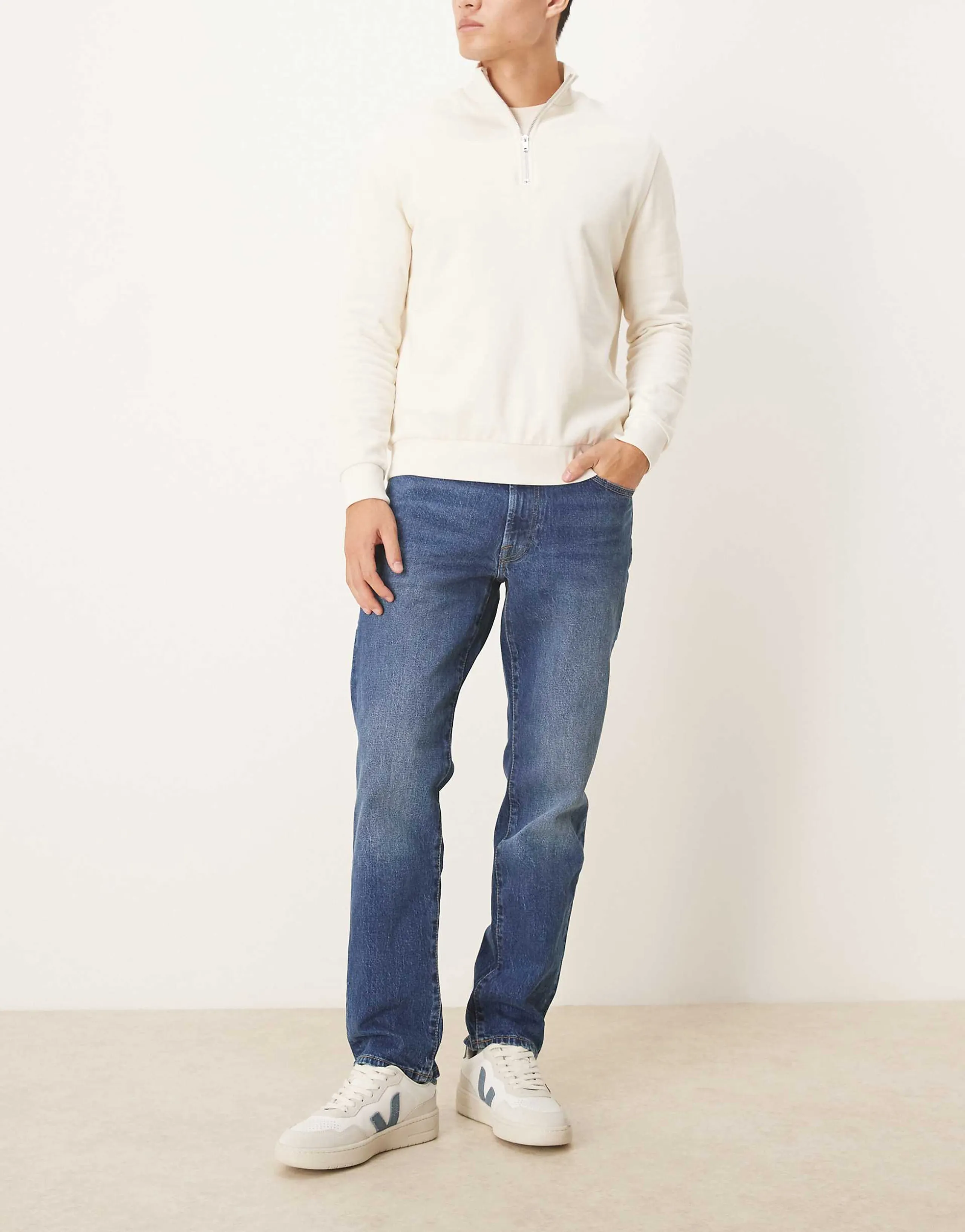 Abercrombie & Fitch vintage stretch straight jeans in dark blue wash