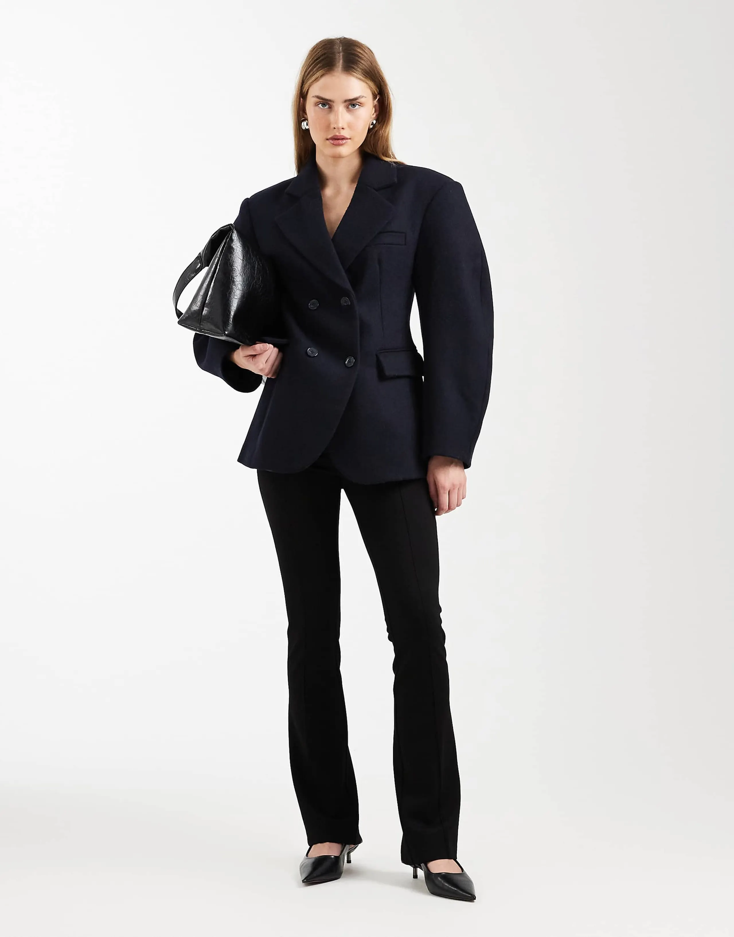 ASOS DESIGN tailored skinny ponte pants with split in black