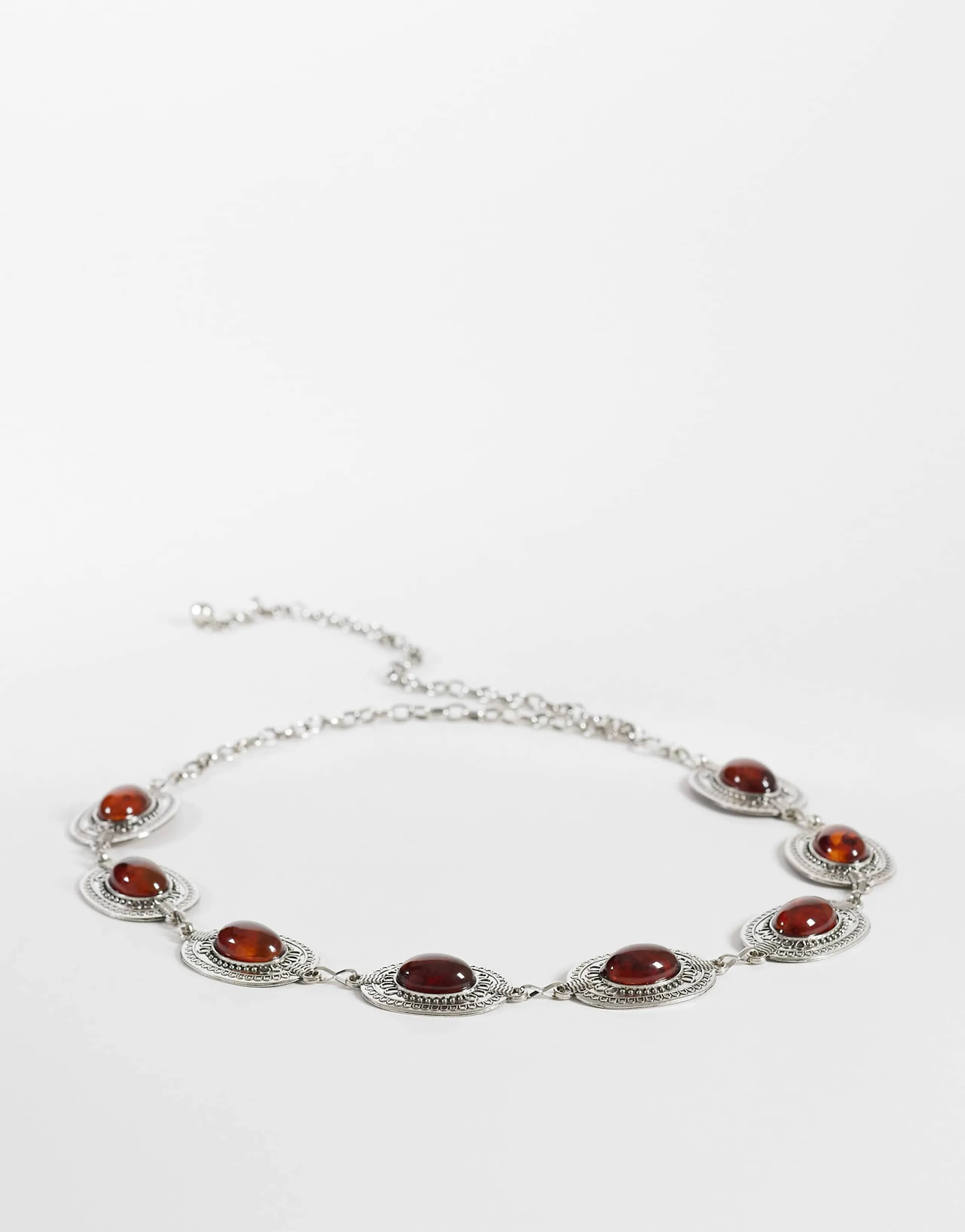 ONLY boho chain belt with brown stones in silver