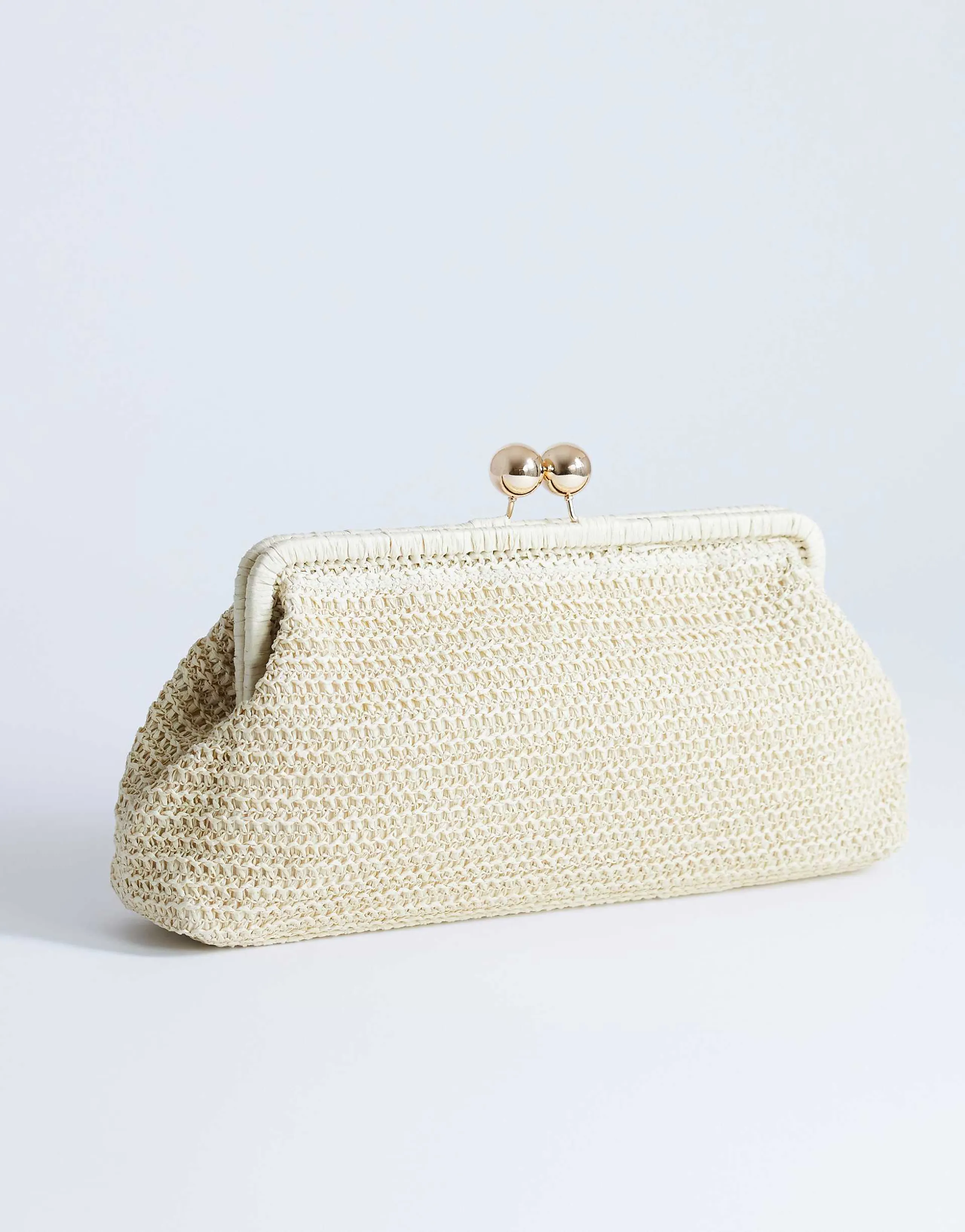 Topshop Abbie medium woven clutch bag in natural