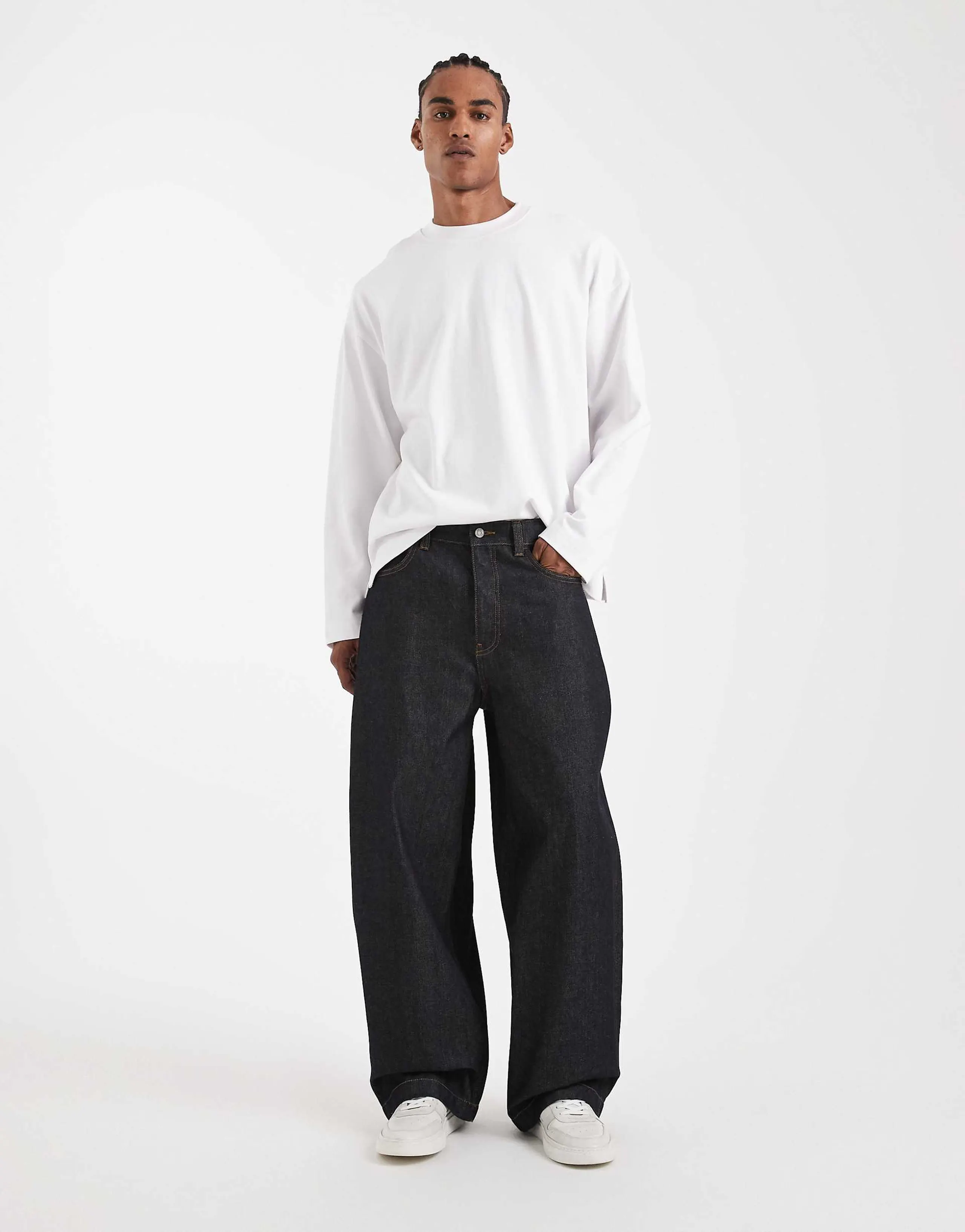 ASOS DESIGN Circular Design Collection heavyweight barrel fit jeans in indigo 