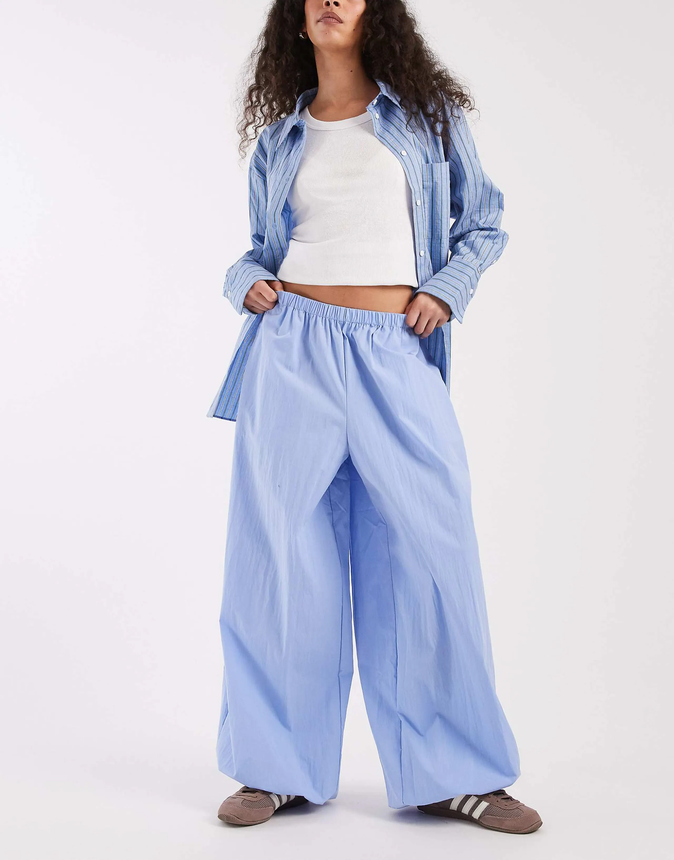 ASOS DESIGN pull on balloon pants in blue