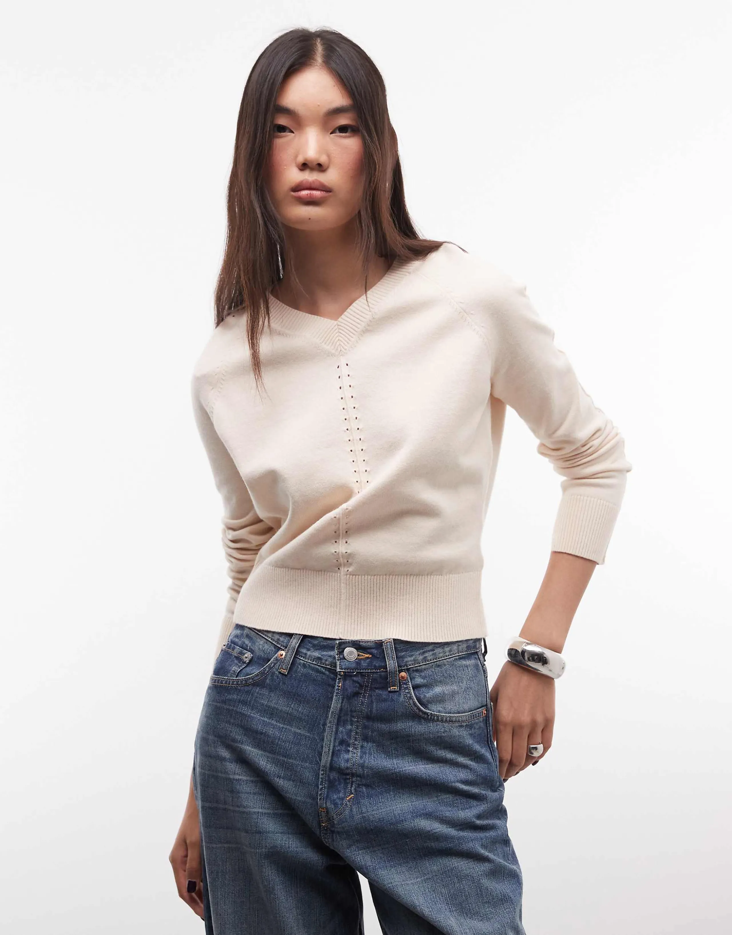 Monki knitted sweater in beige
