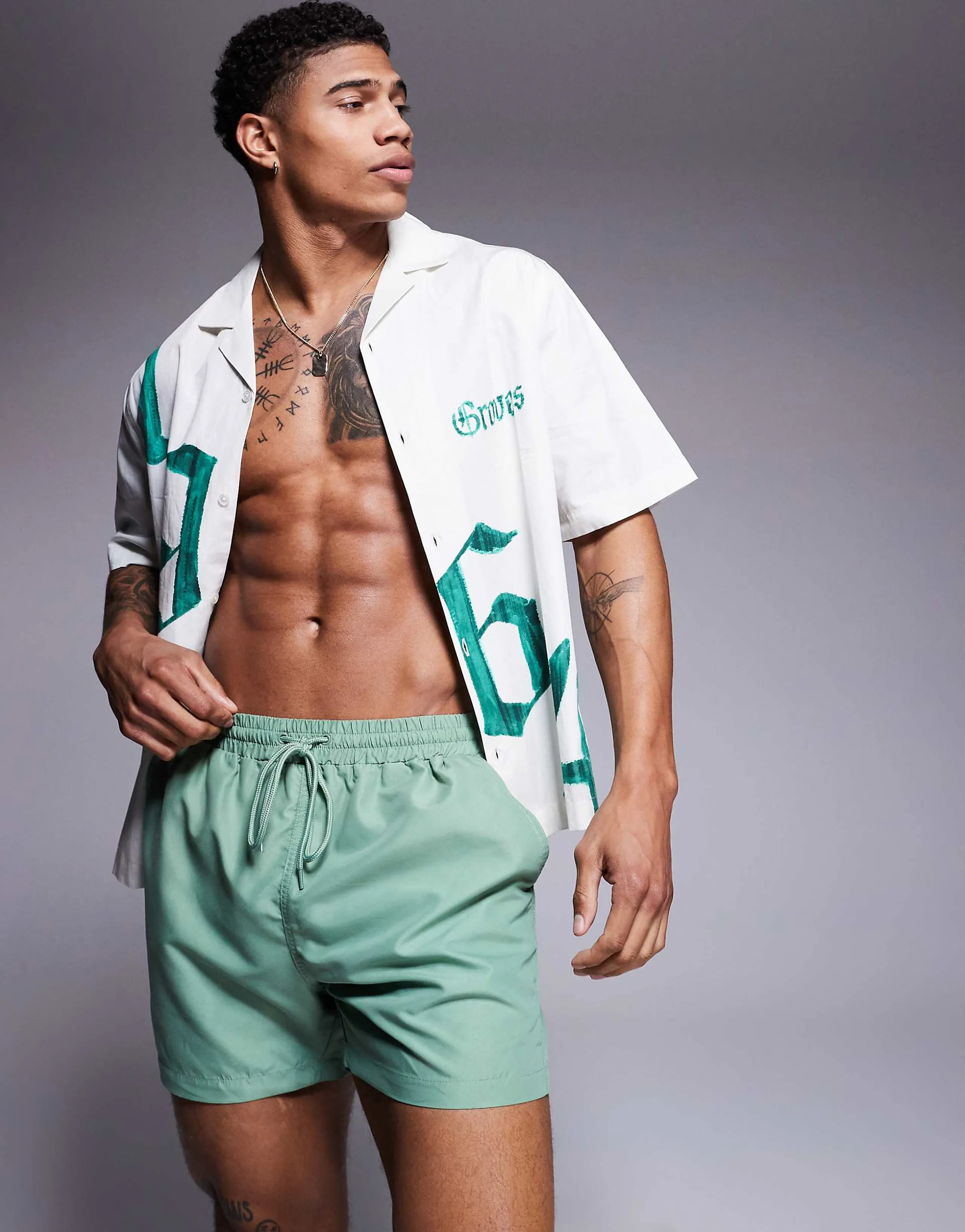 South Beach plain swim shorts in green
