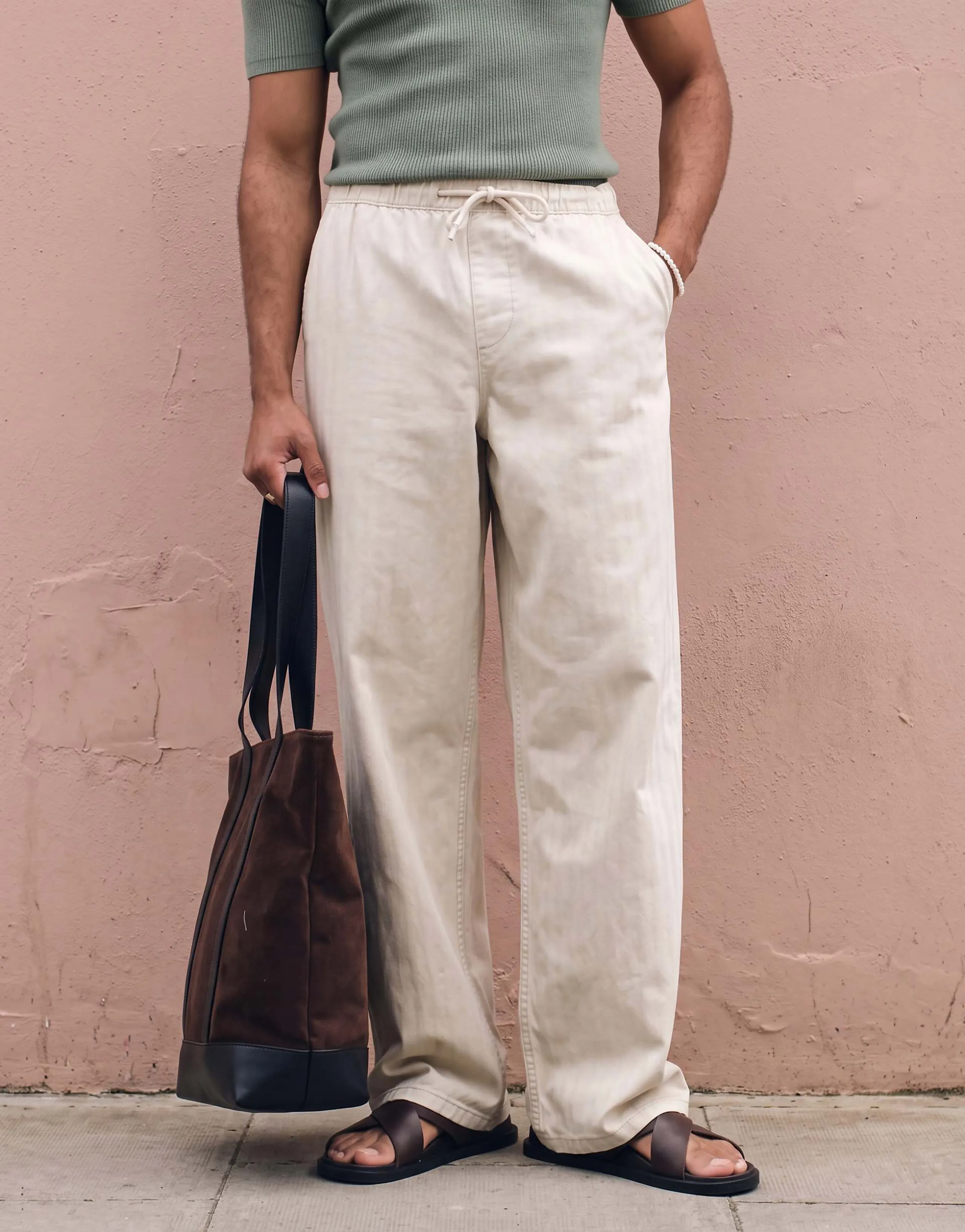 ASOS DESIGN loose pants in stone