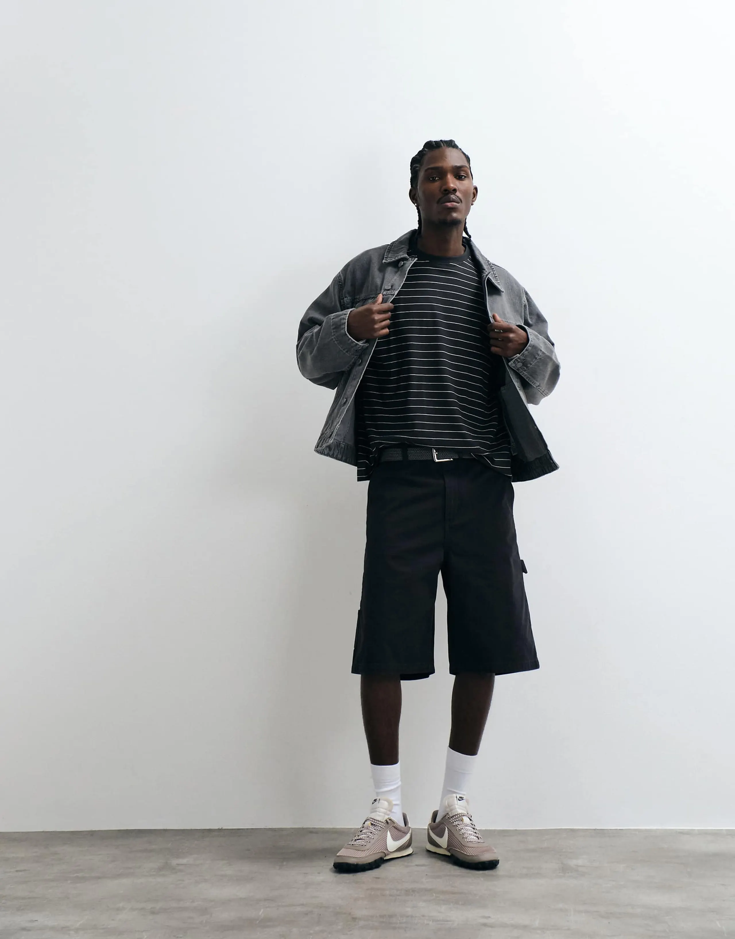 Cotton On super baggy worker shorts in black