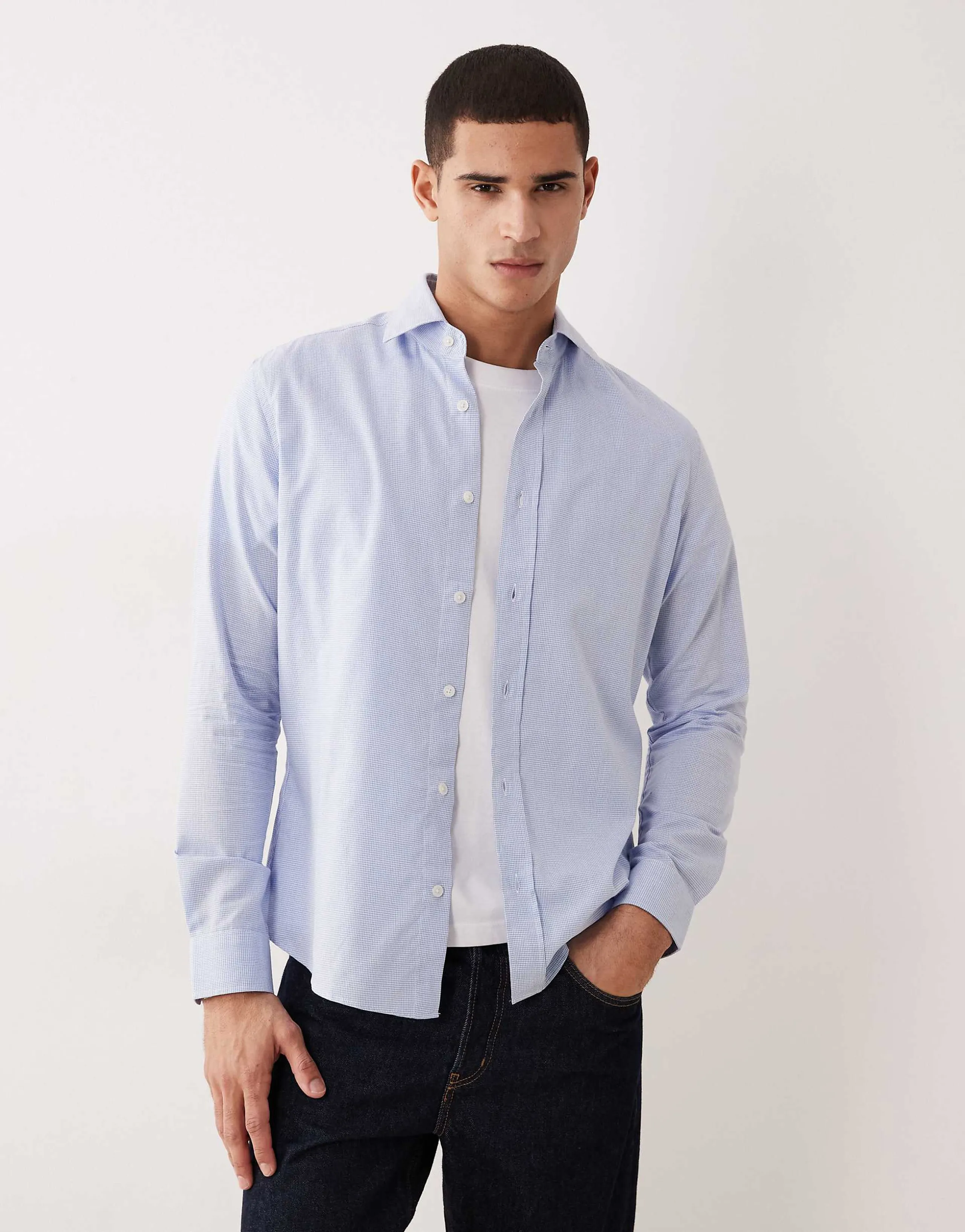 Mango premium 100% cotton shirt in light blue