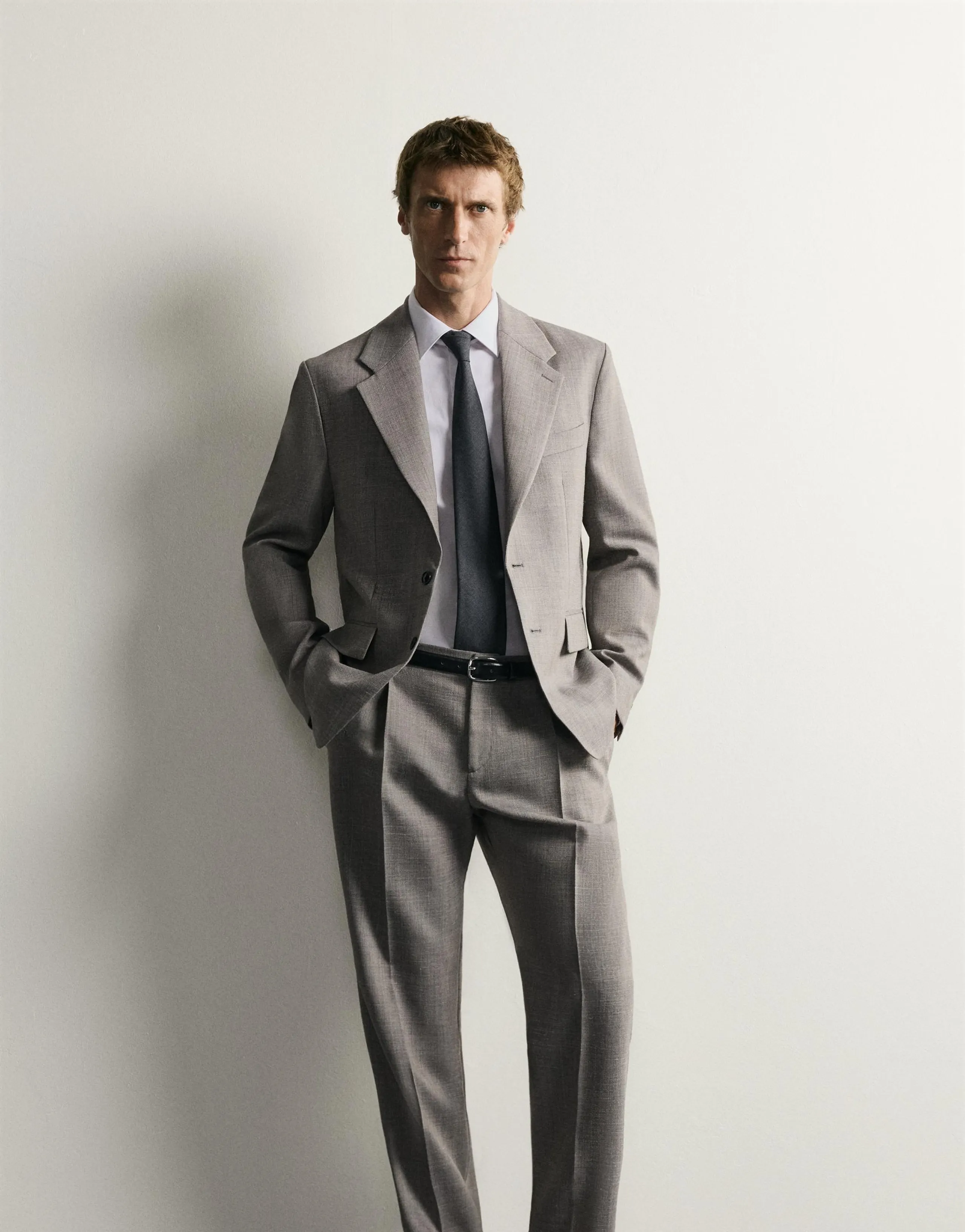 REGULAR FIT WOOL BLEND SUIT TROUSERS