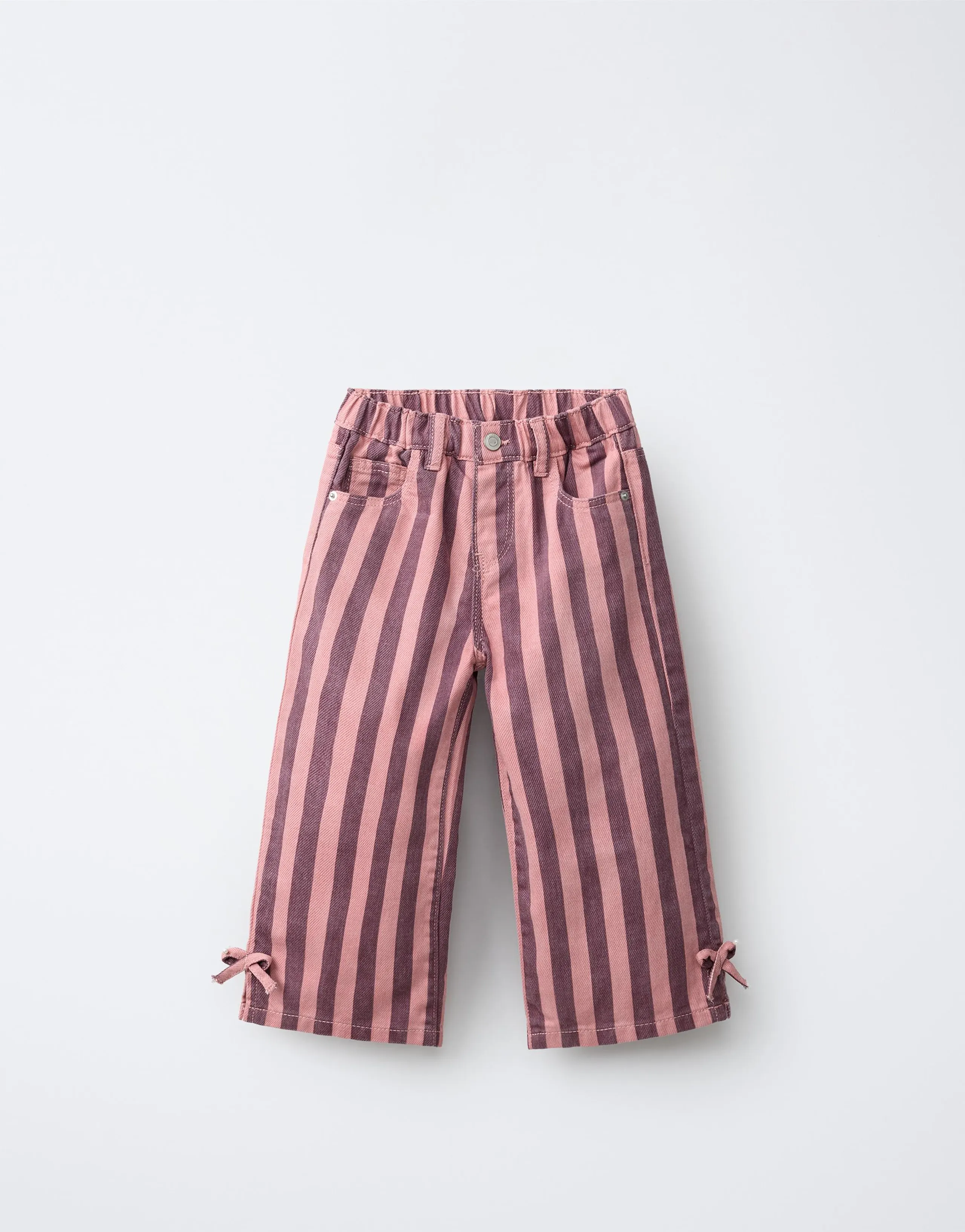 STRIPED CULOTTE JEANS WITH BOWS