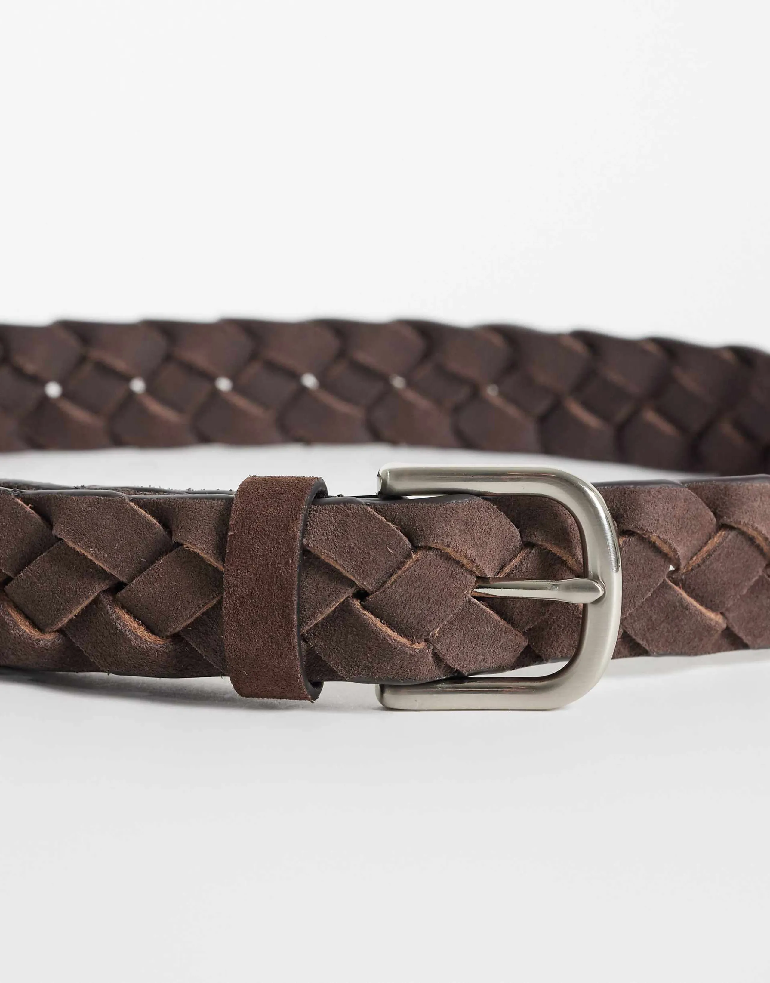 Abercrombie & Fitch faux leather braided belt in brown