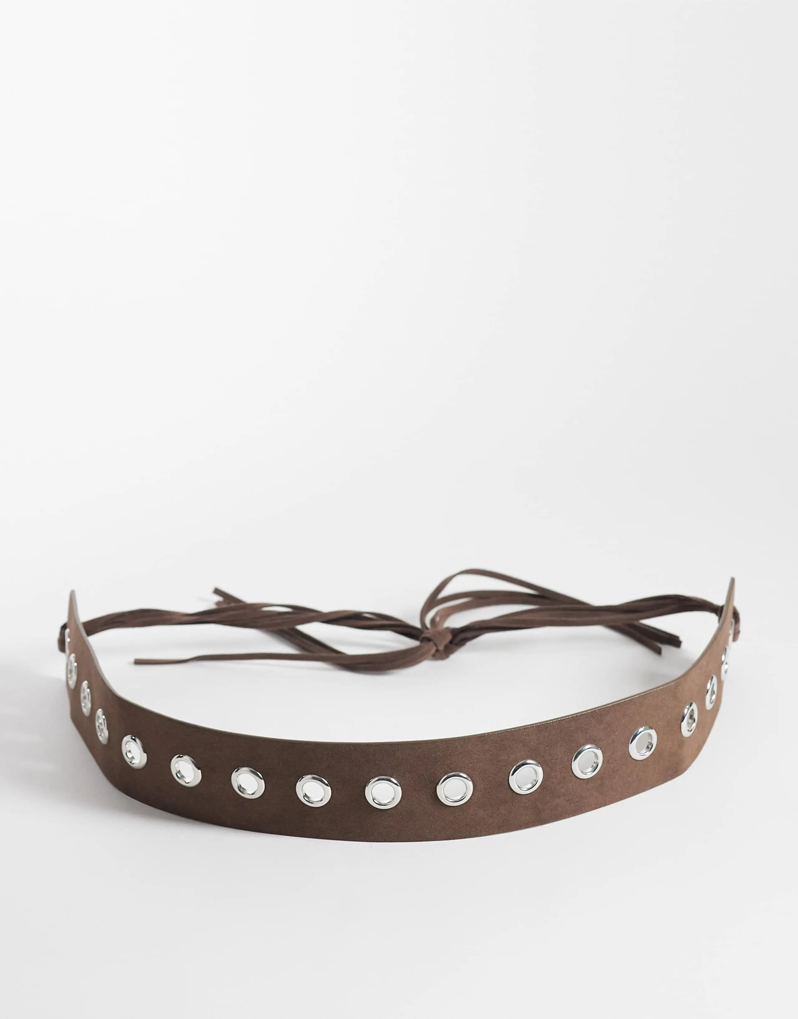 My Accessories faux suede eyelet belt in brown 