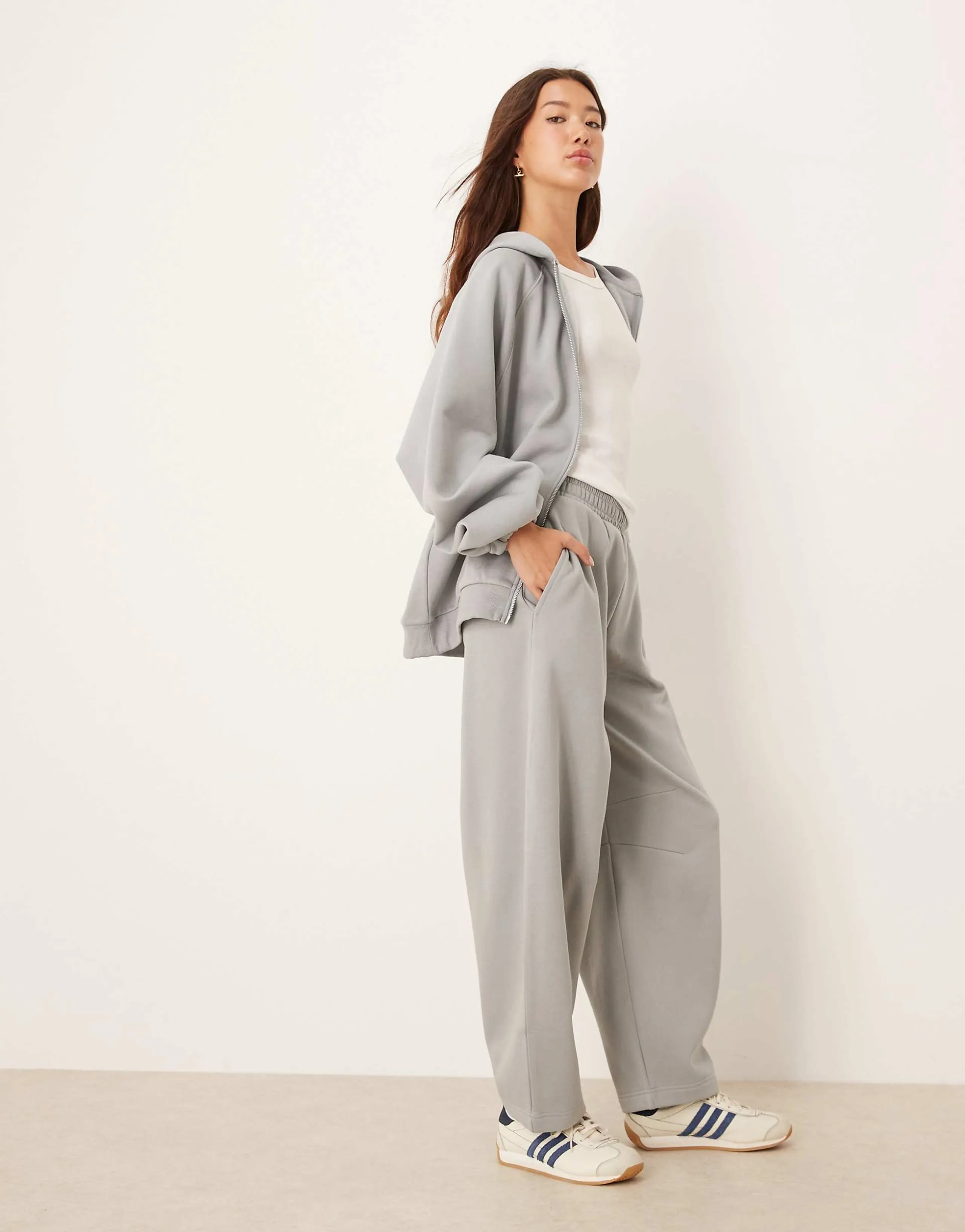 ASOS DESIGN barrel leg sweatpants in dusky blue - part of a set