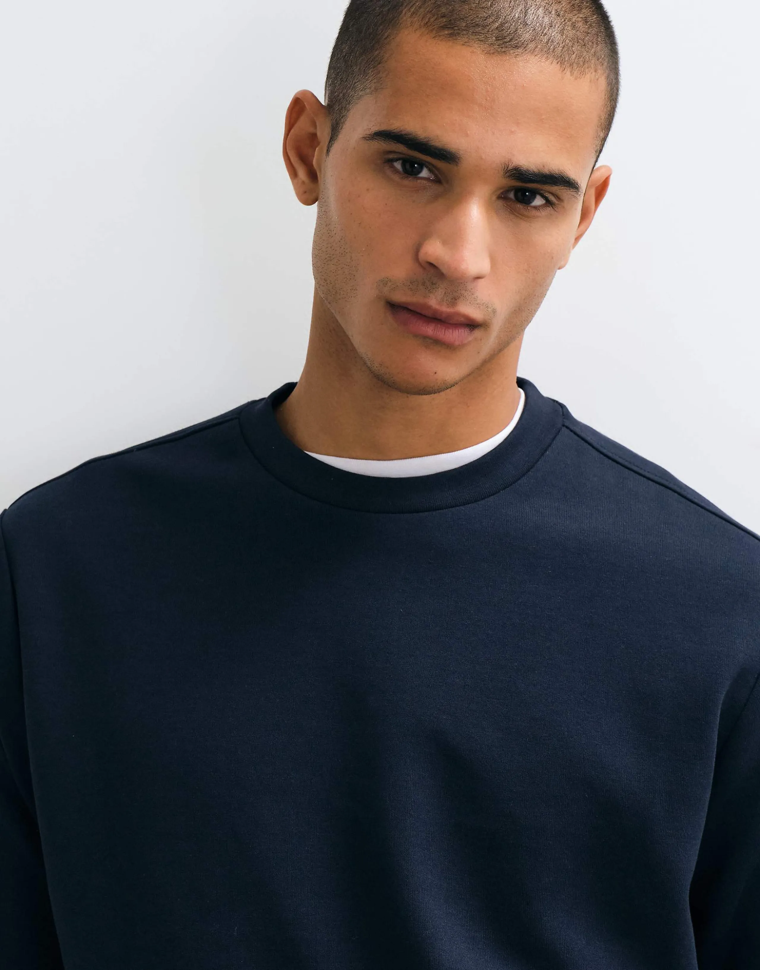 Mango cotton rich sweatshirt in navy