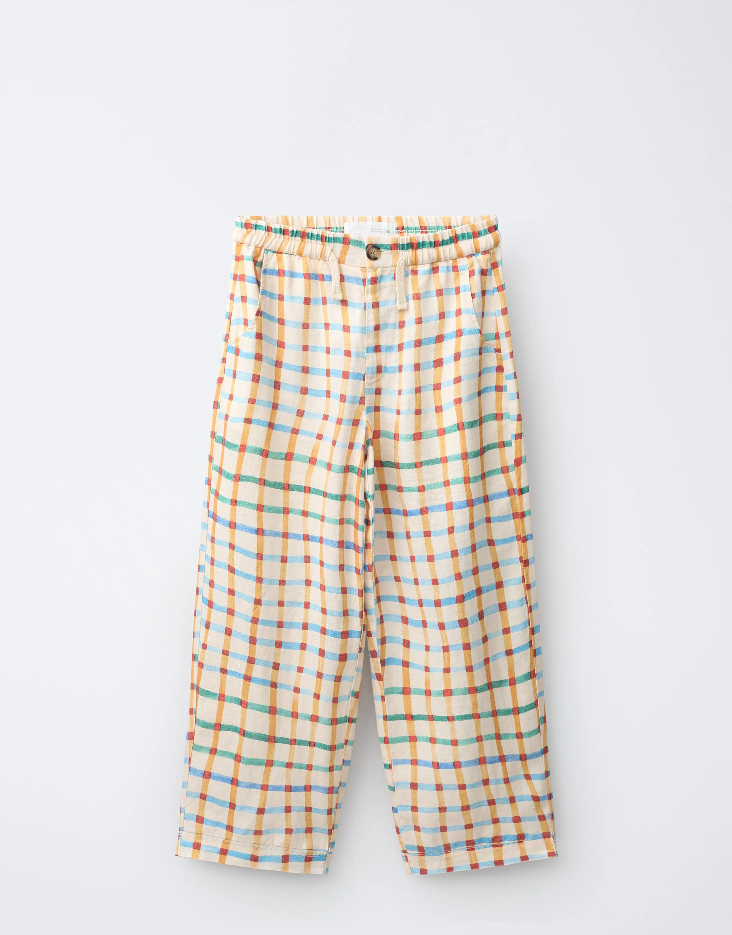 100% LINEN CHECK RELAXED FIT TROUSERS CLARA CEBRIAN ©