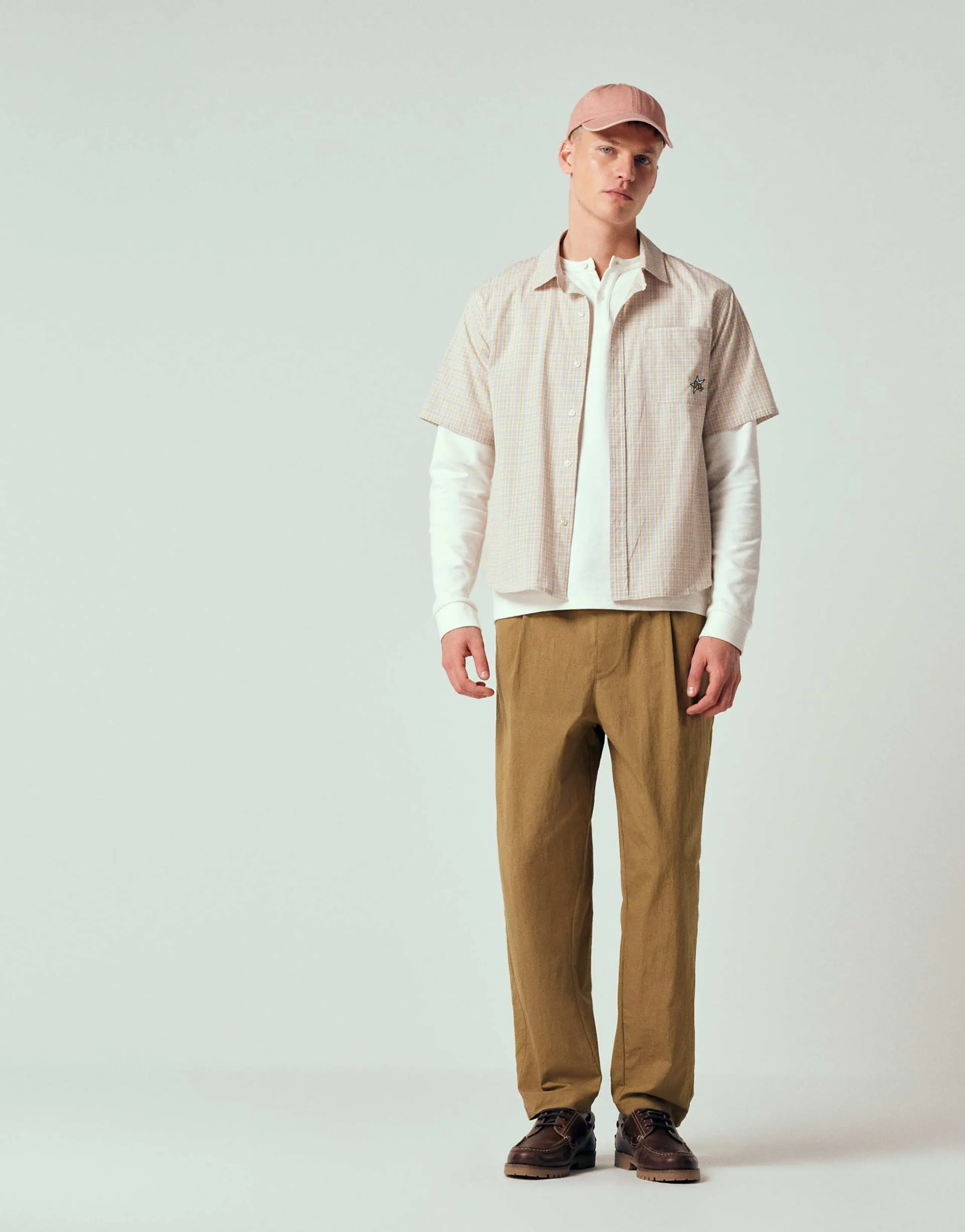 ASOS DESIGN oversized tapered pants with pleat in tan techy fabric