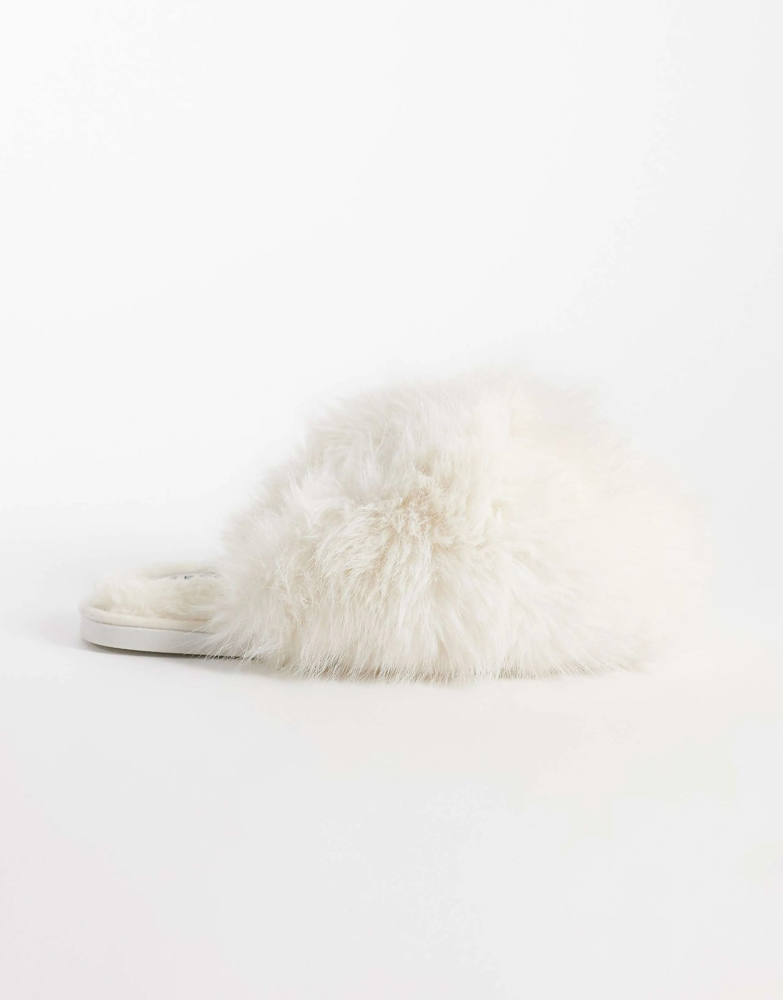 SEQWL Smarties fluffy pom pom slippers in cream
