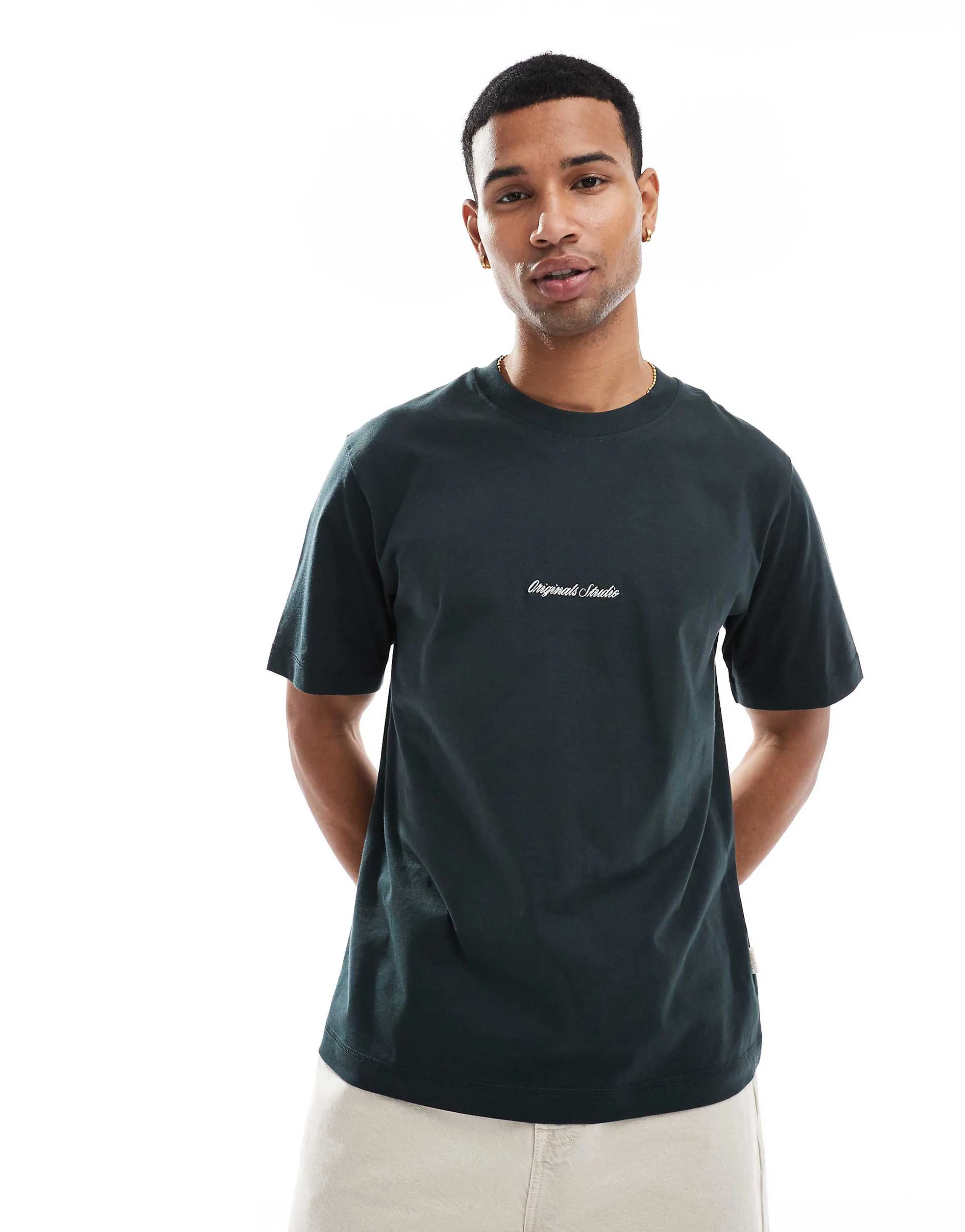 Jack & Jones oversize T-shirt with originals embroidery in green