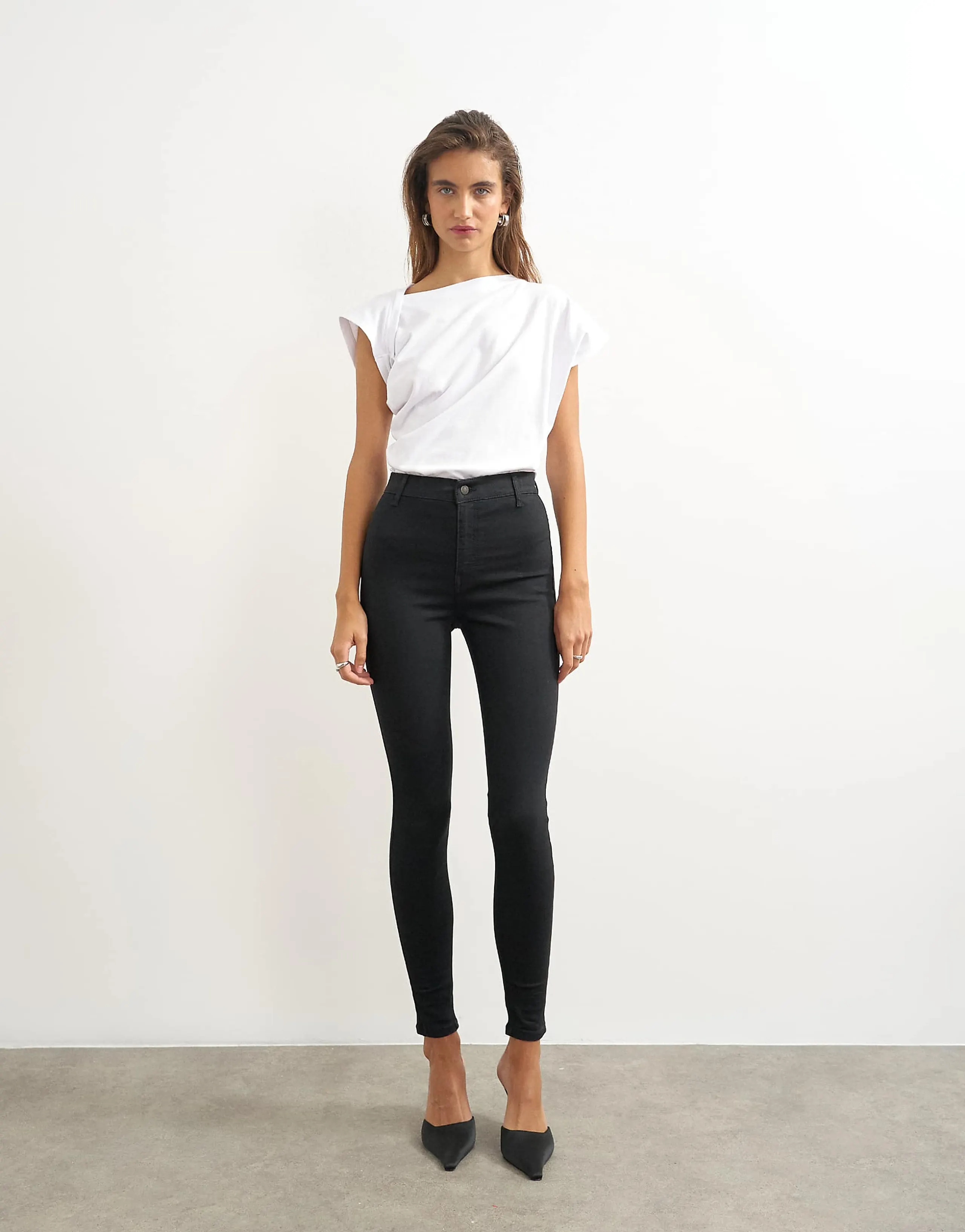 Topshop Joni high rise skinny jeans in black