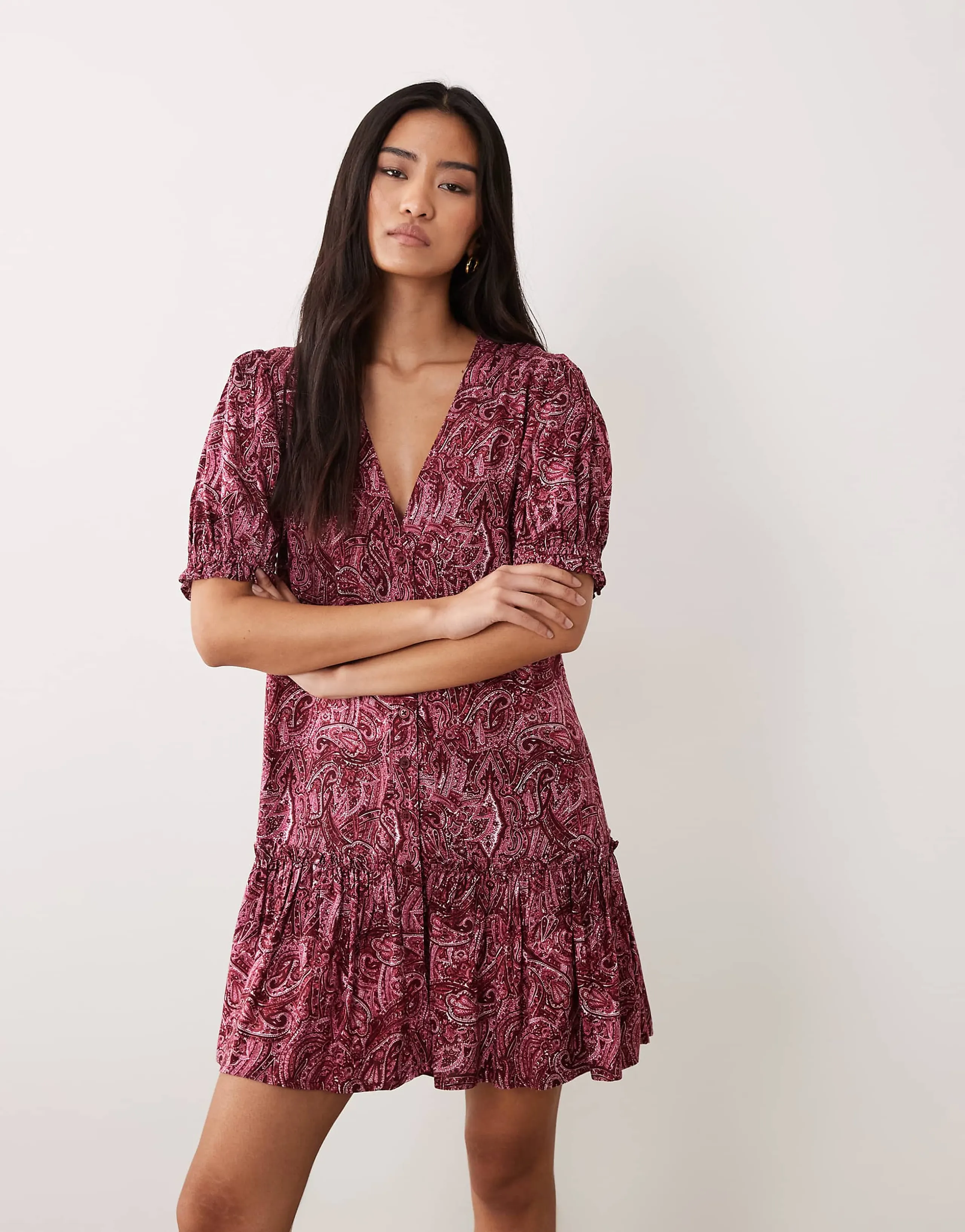Miss Selfridge printed spun smock dress in pink paisley