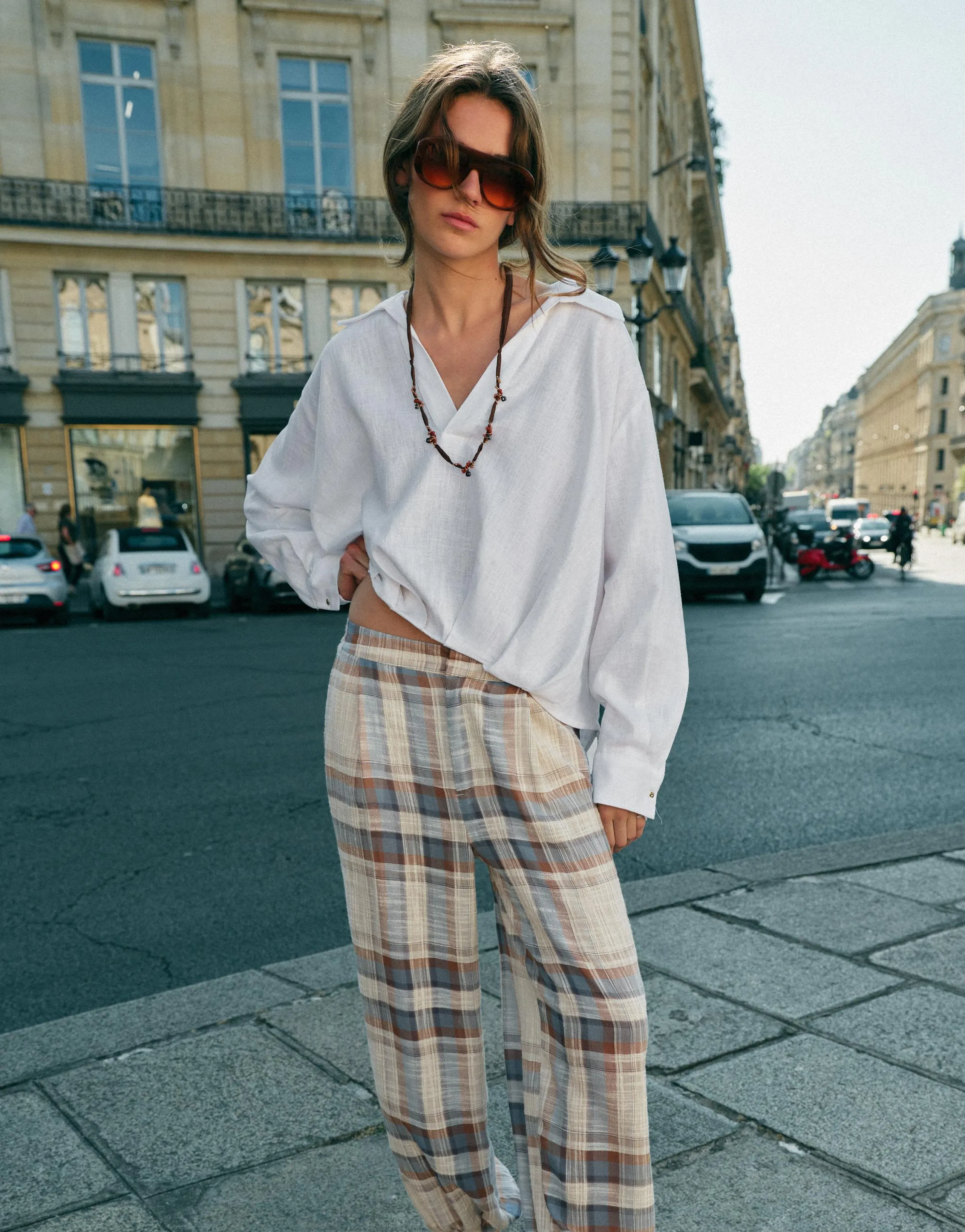 CHECKED SAROUEL TROUSERS WITH BOWS