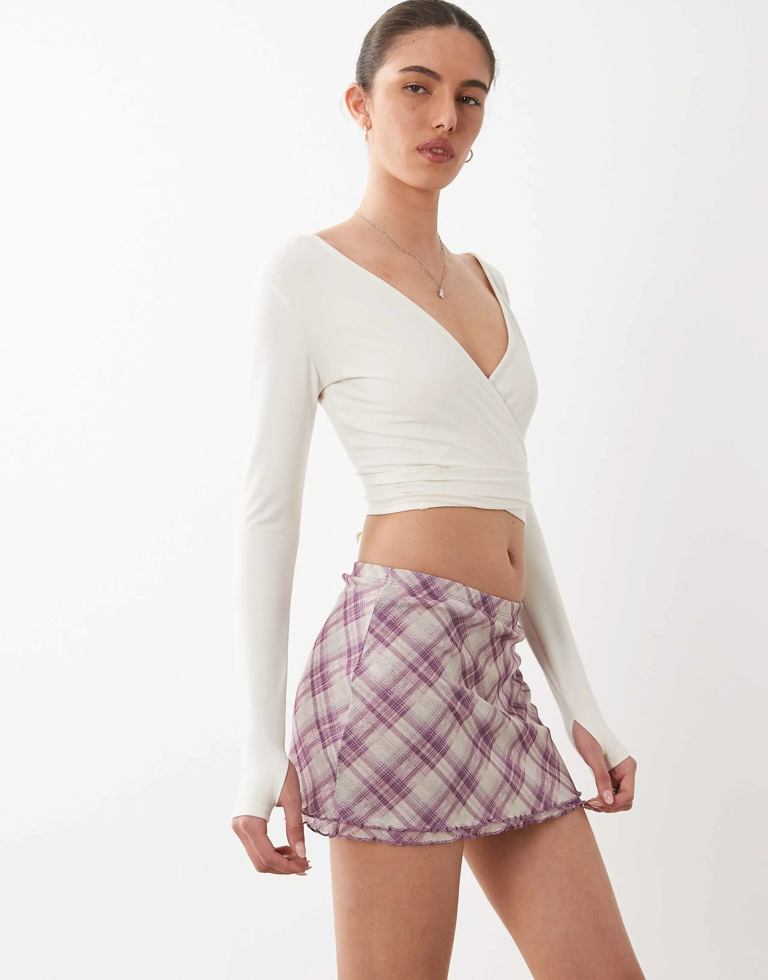 Cotton On satin lace mini skirt in pink