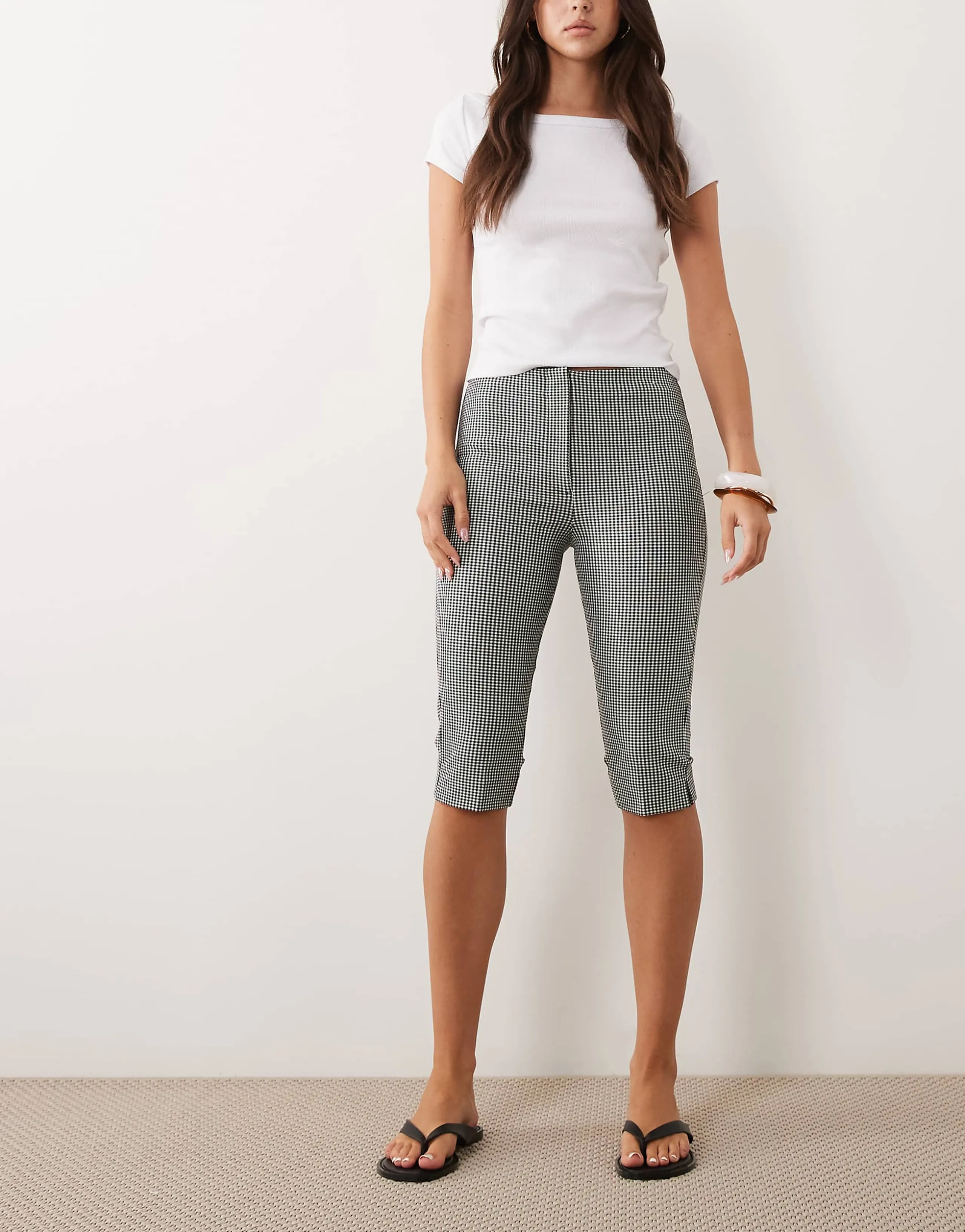 Abercrombie & Fitch high rise bengaline capri pants in gingham print