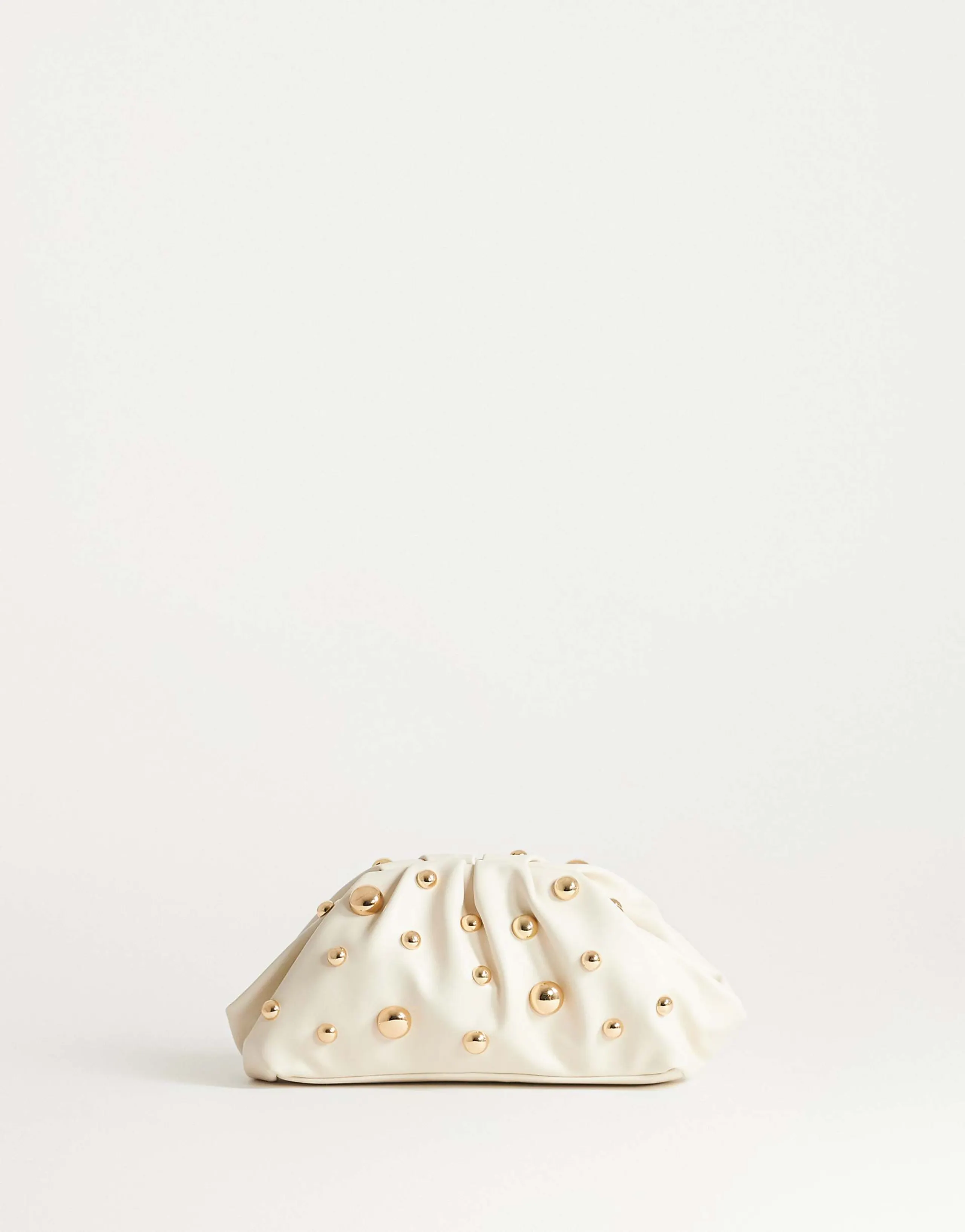 Topshop Josephine small studded clutch bag in off-white