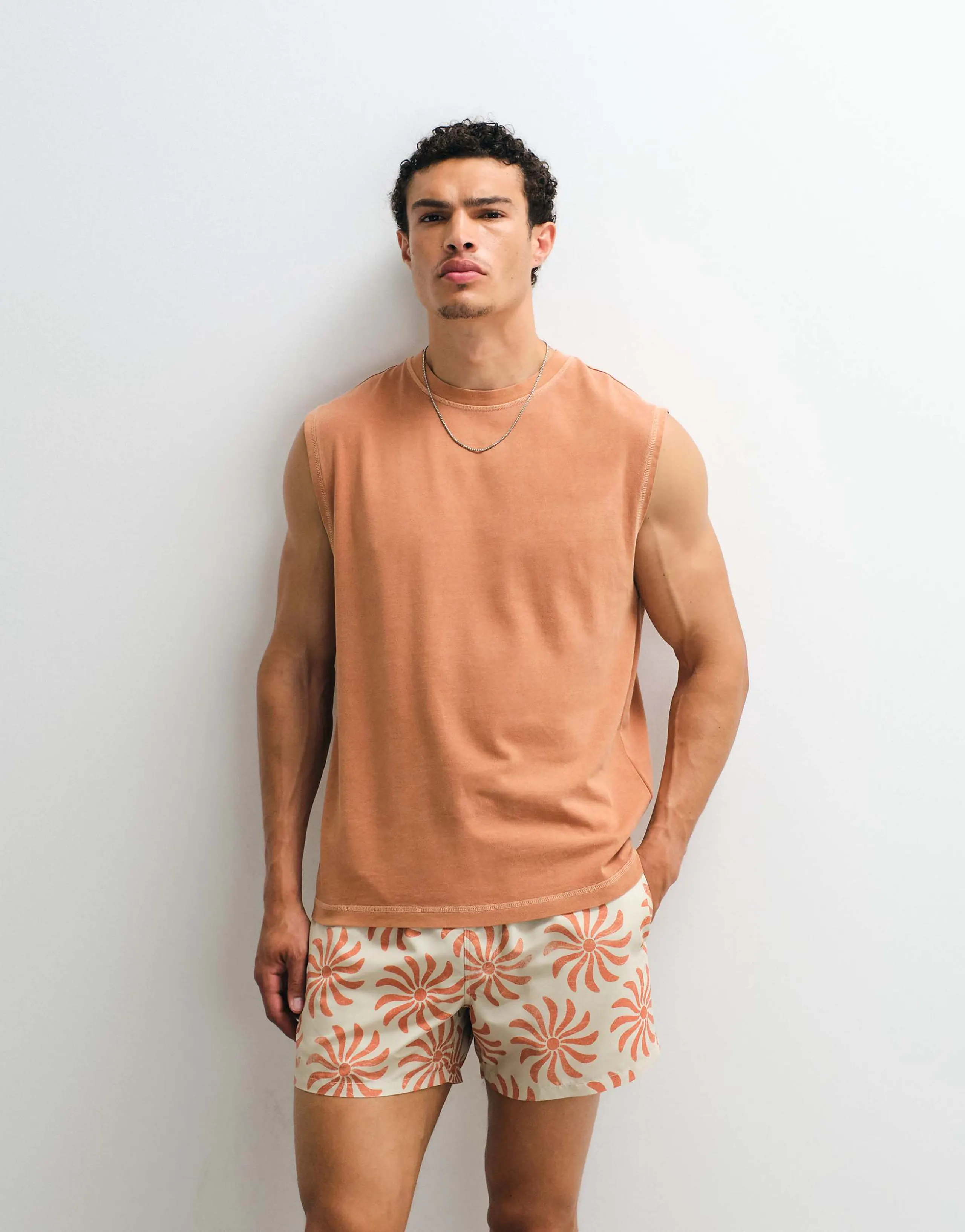 ASOS DESIGN heavyweight oversized tank in washed orange