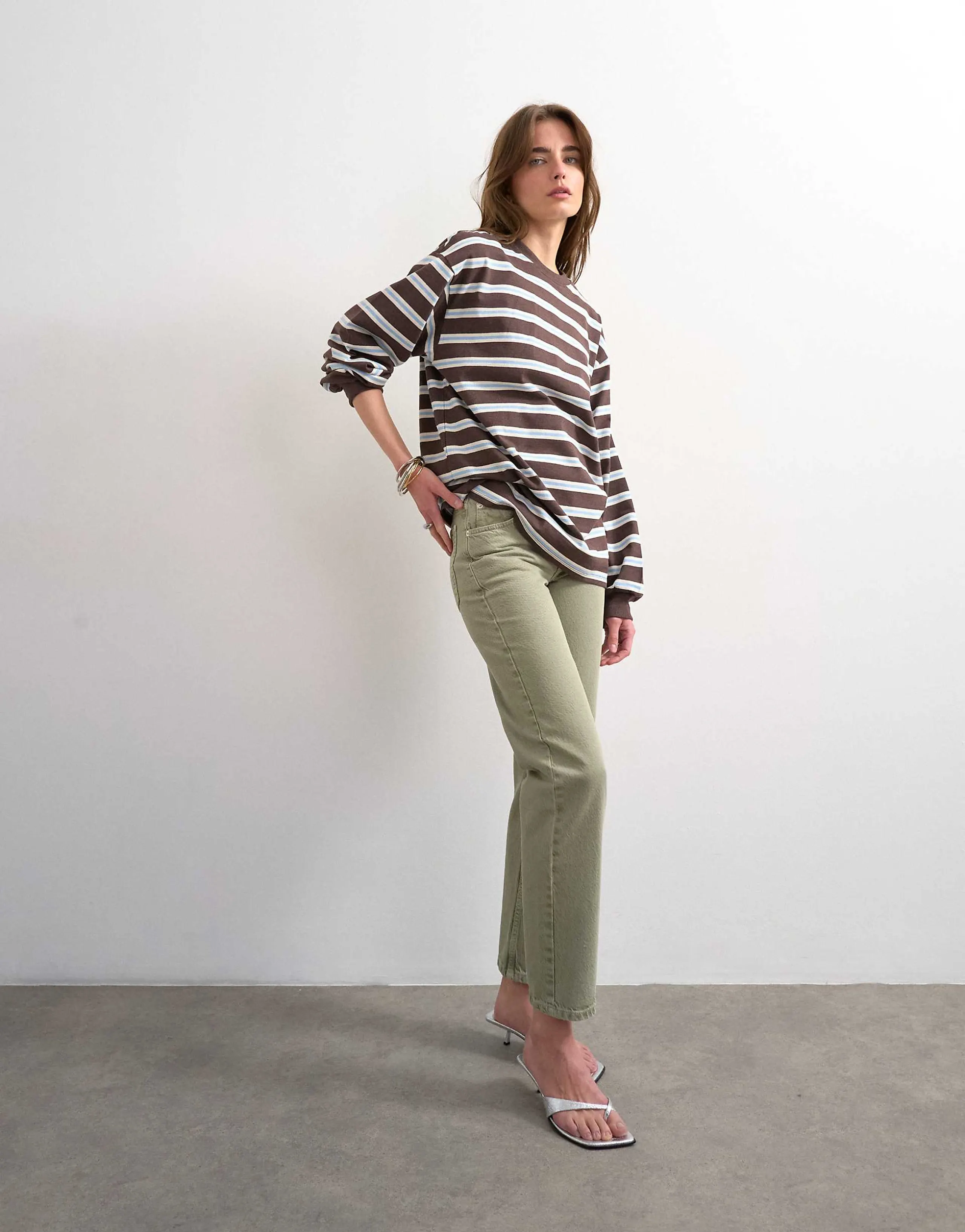 Topshop Runway mid rise straight jeans in washed khaki