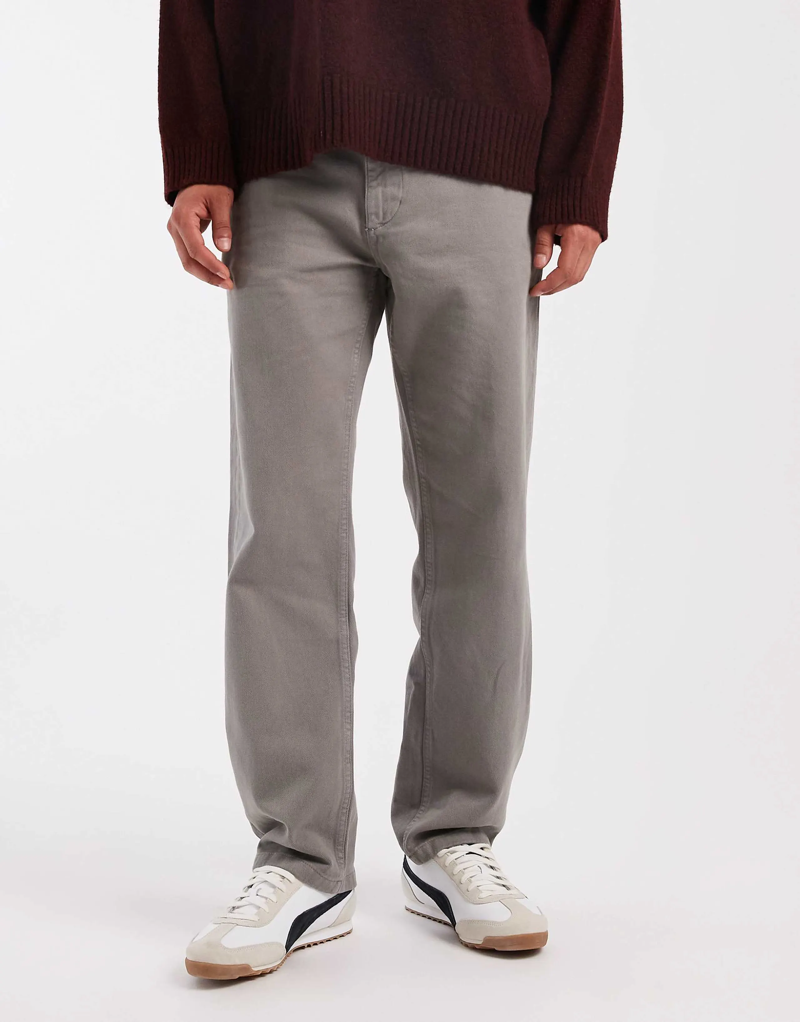 ASOS DESIGN straight fit chinos in gray