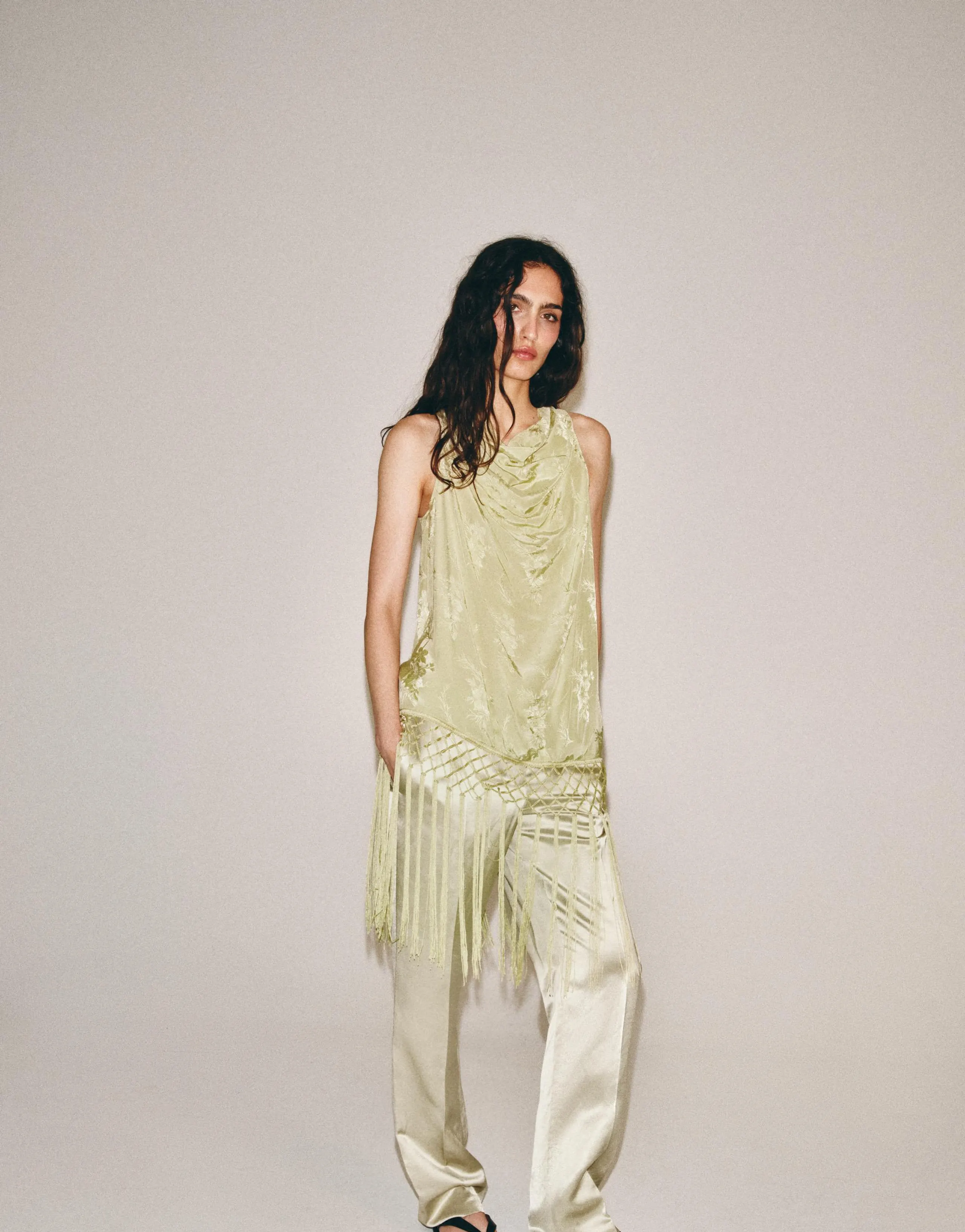 ZW COLLECTION JACQUARD FRINGED TOP