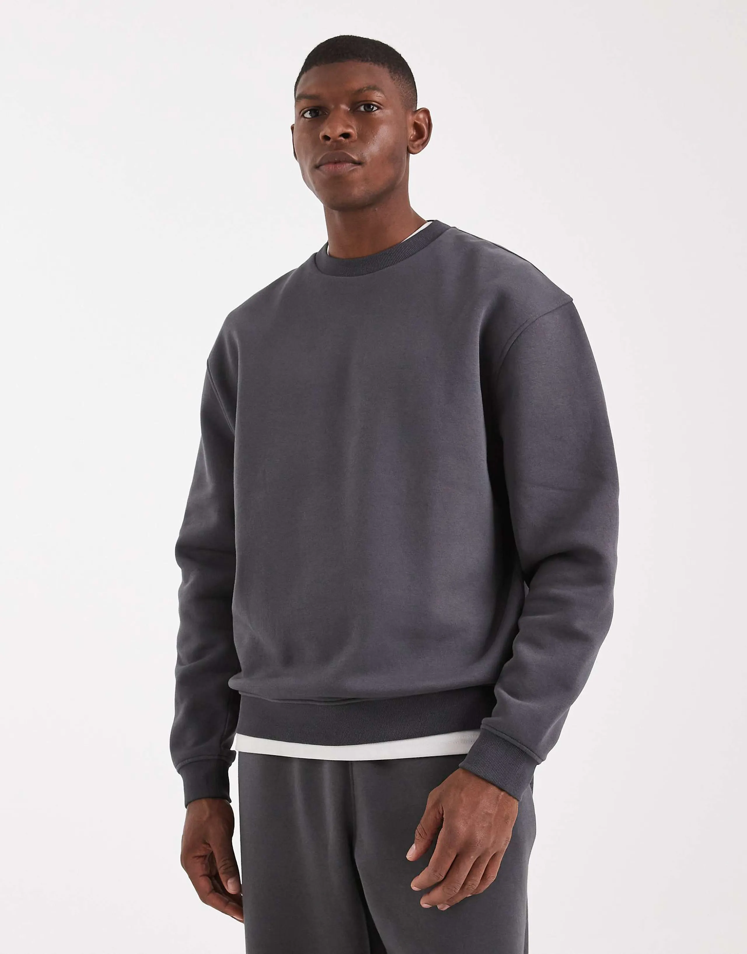 ASOS DESIGN essentials sweatshirt in charcoal 